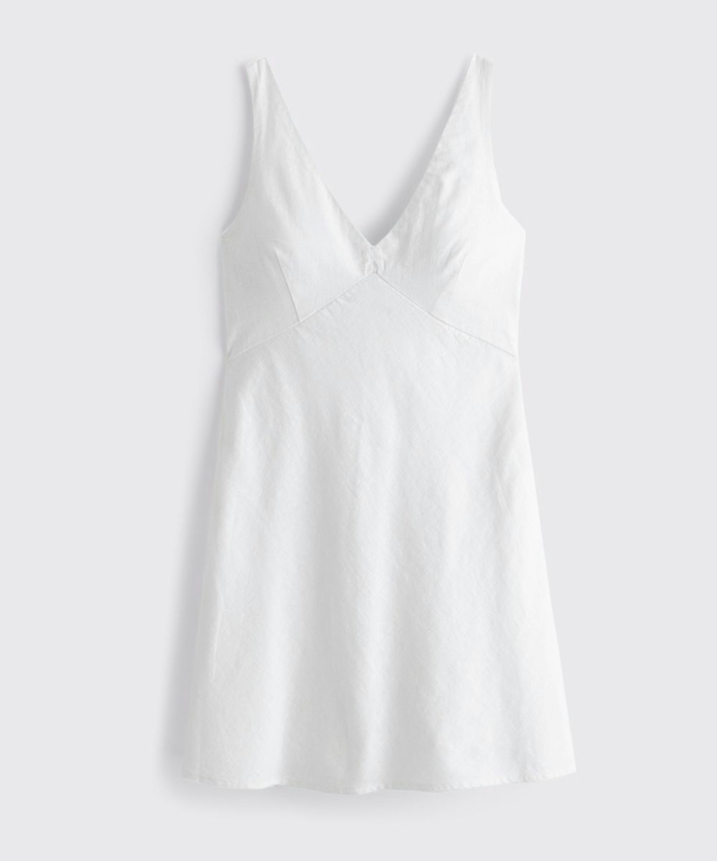abercrombie & fitch V-Neck Linen-Blend Mini Dress in White