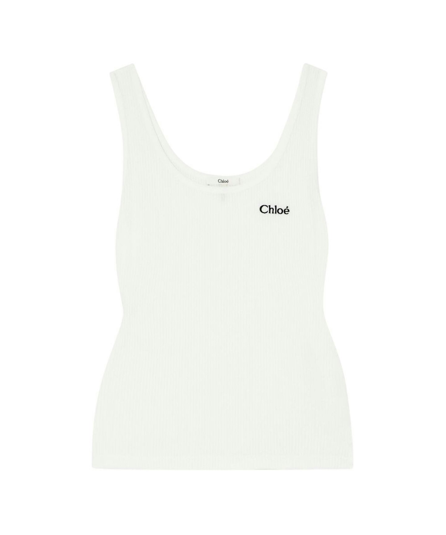 Chloé, Embroidered Ribbed Cotton Tank