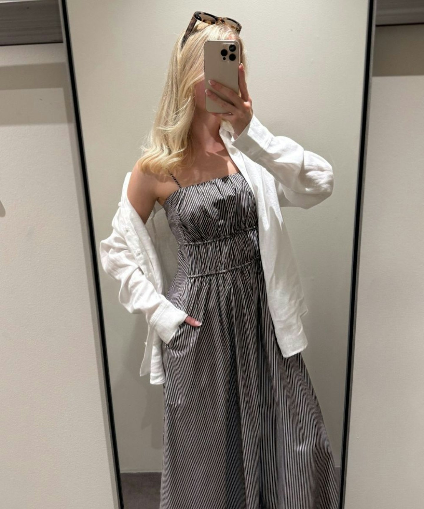 cos gathered cotton midi dress