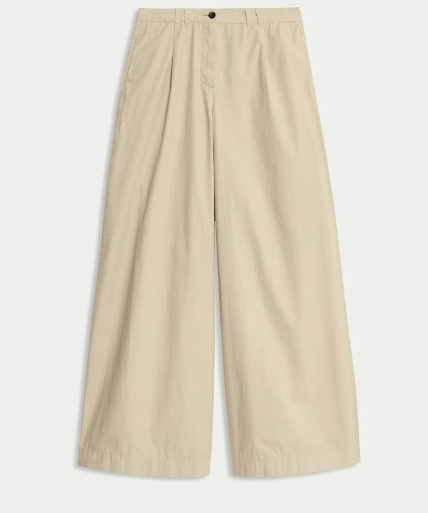 Pure Cotton Pleated Wide Leg Chinos