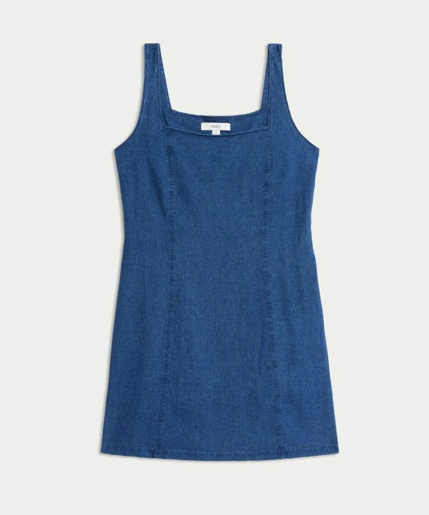 Linen Rich Square Neck Mini Shift Dress