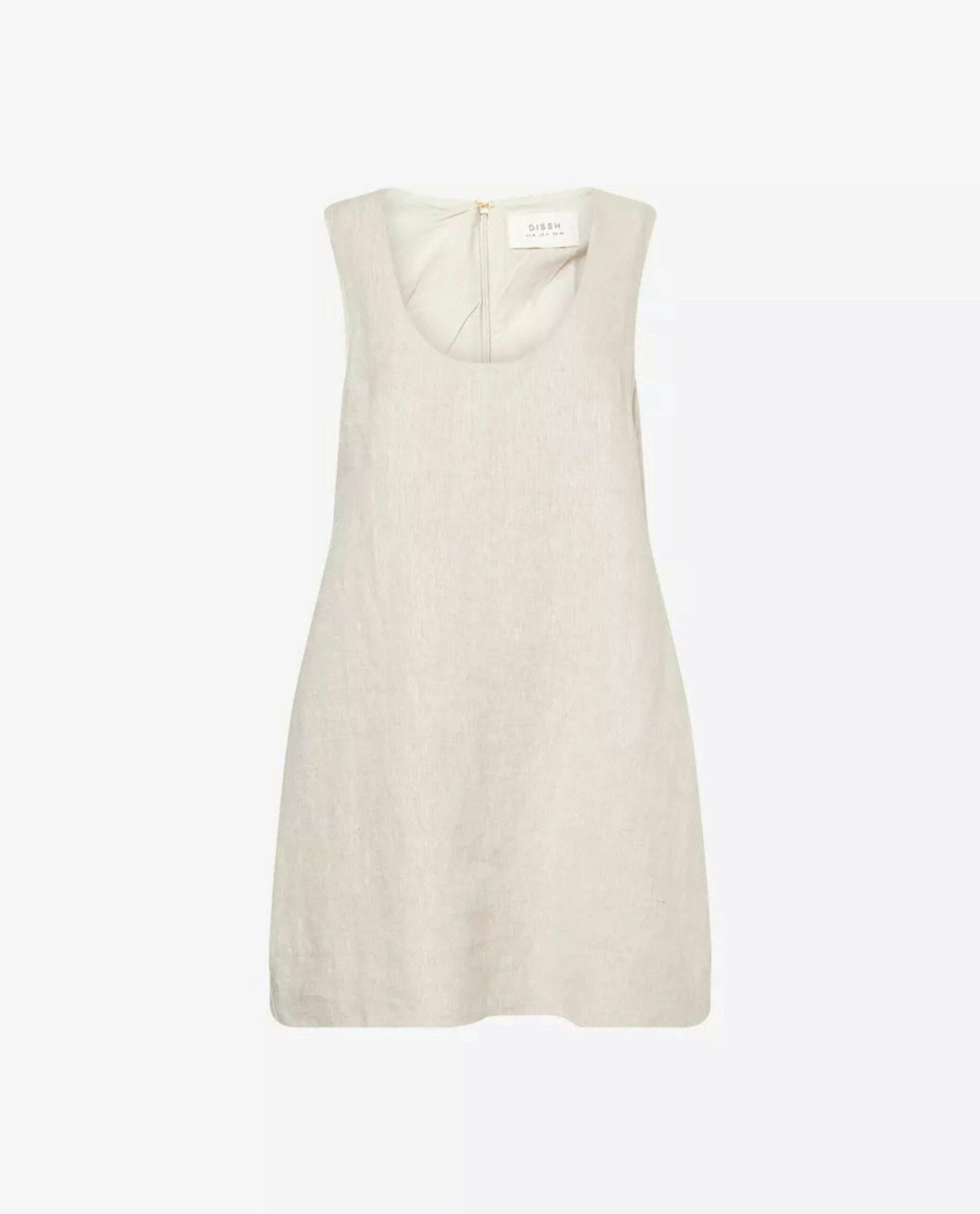 Lotus Scoop-Neck Linen Mini Dress