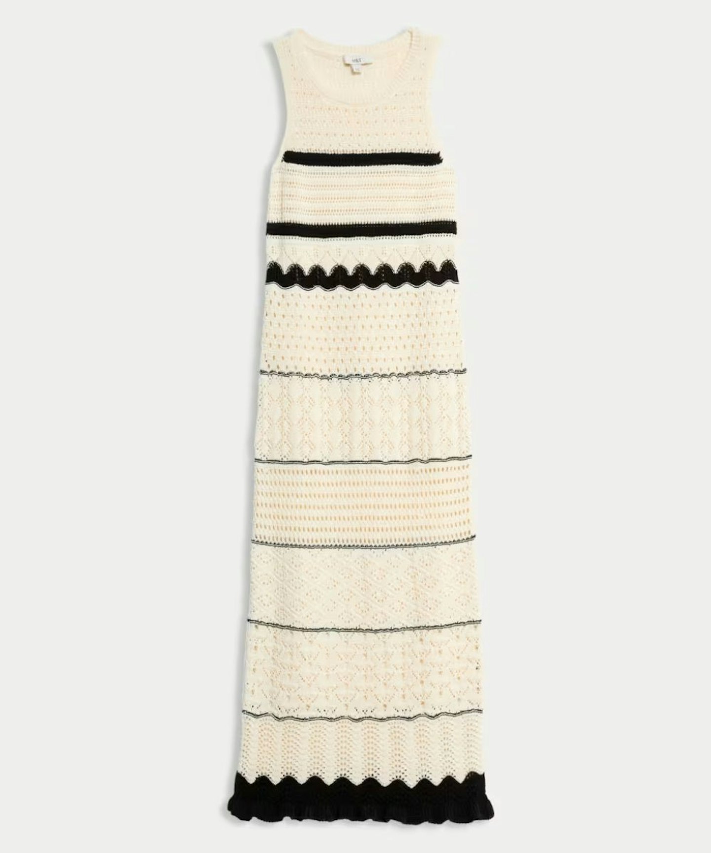 Cotton Blend Knitted Round Neck Midi Dress