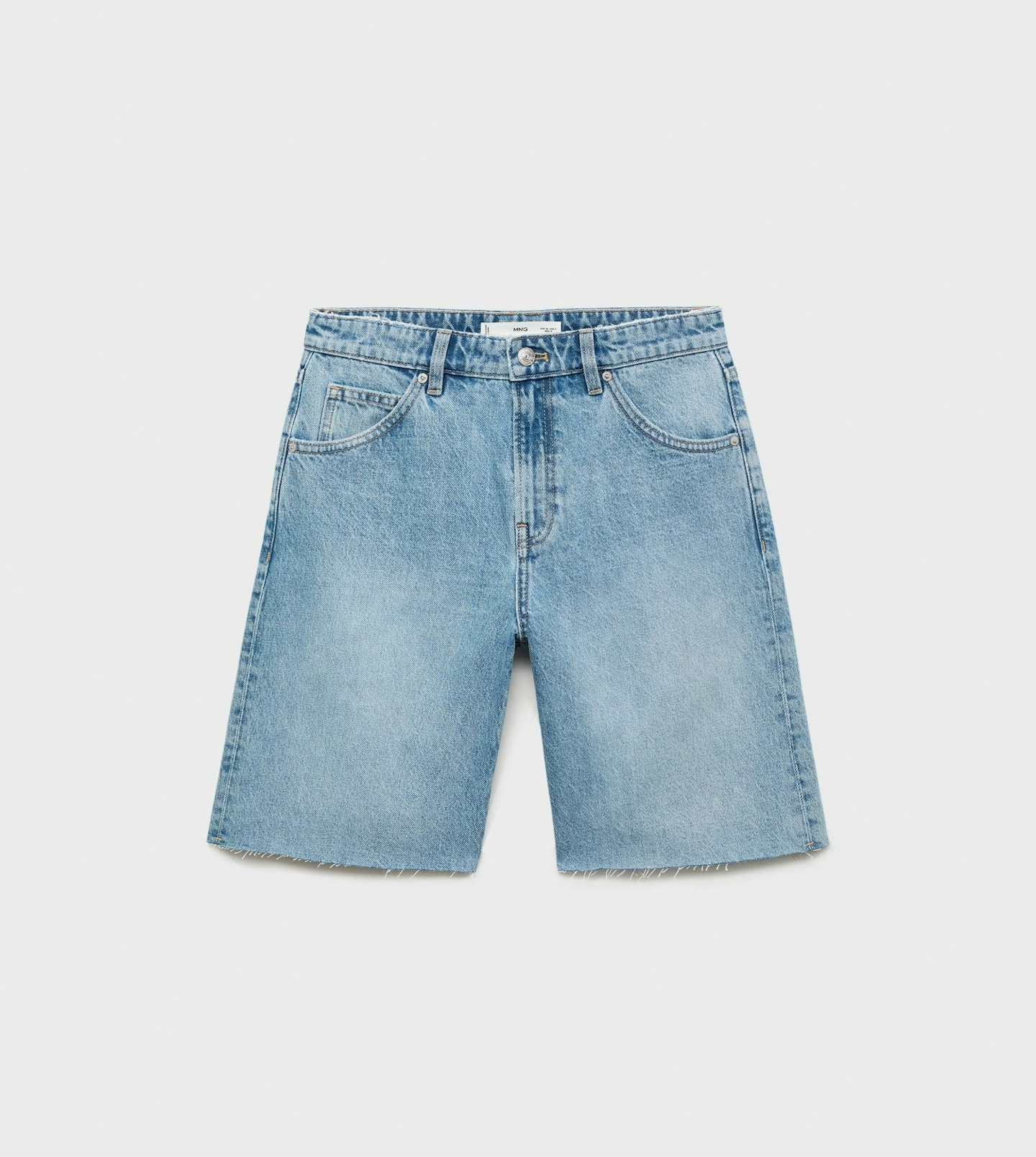 Mango, Frayed Hem Denim Shorts