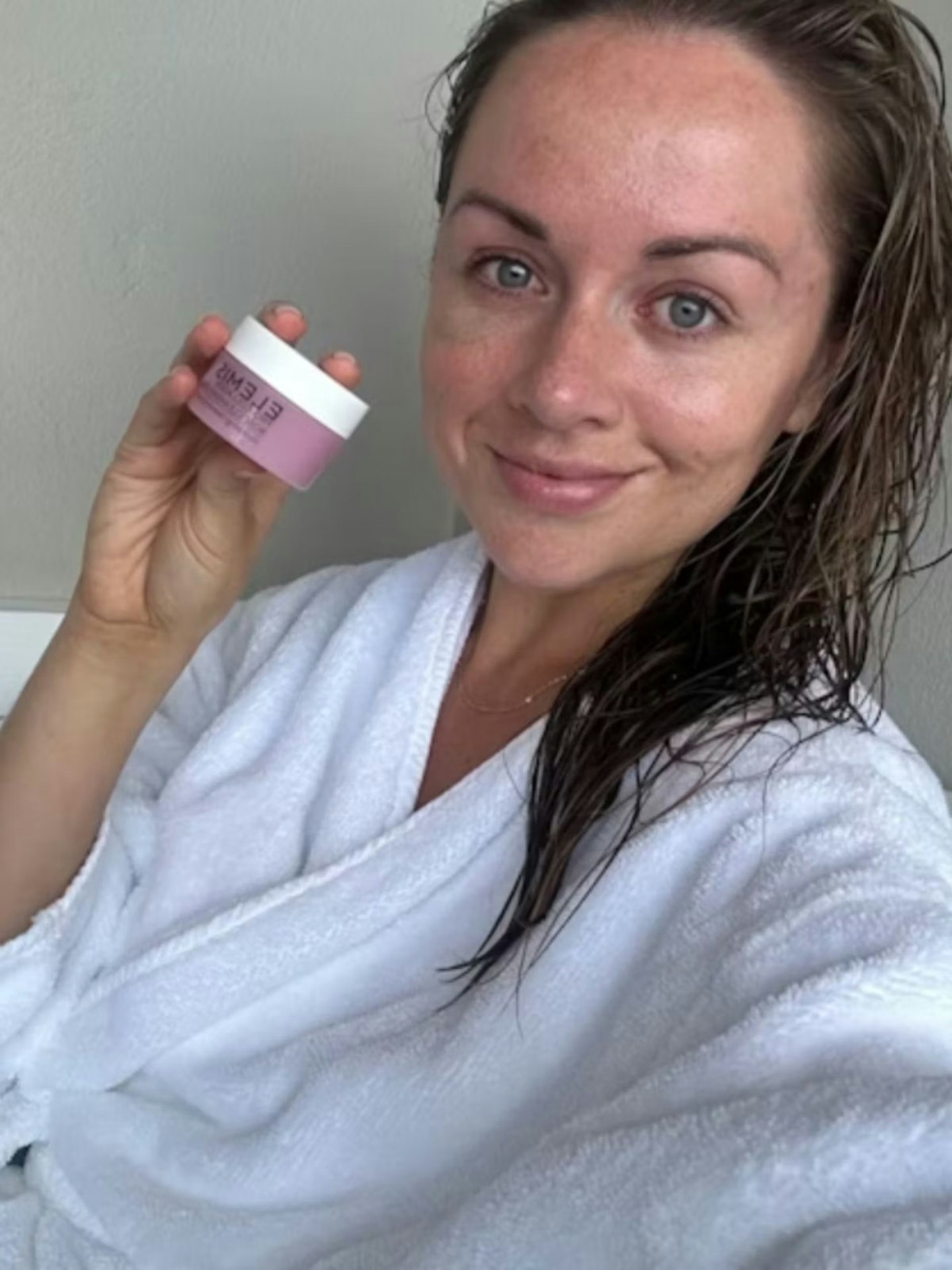 Rachael Martin, beauty editor, using the Elemis Pro-Collagen Rose Cleansing Balm