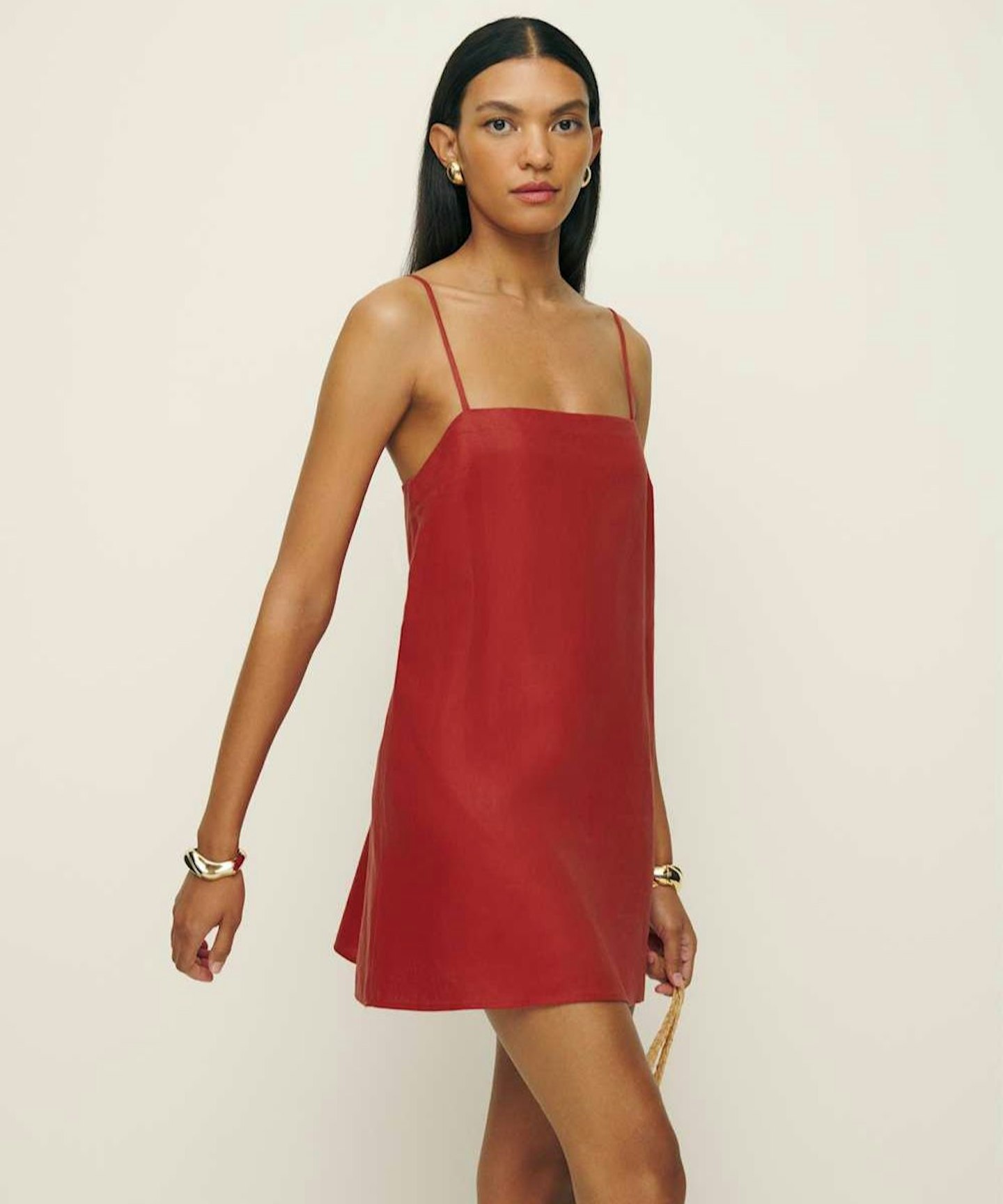 Reformation, Aubree Linen Dress in Sundried Tomato