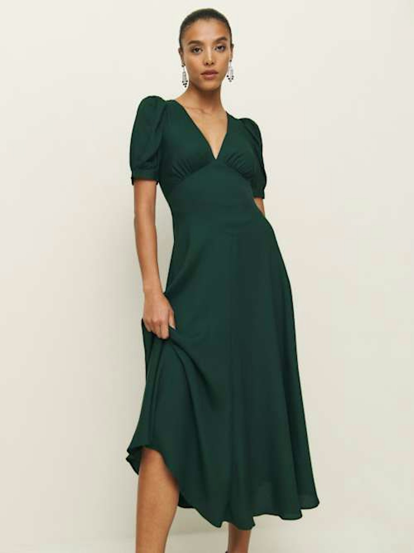 reformation Naira Dress in Forest