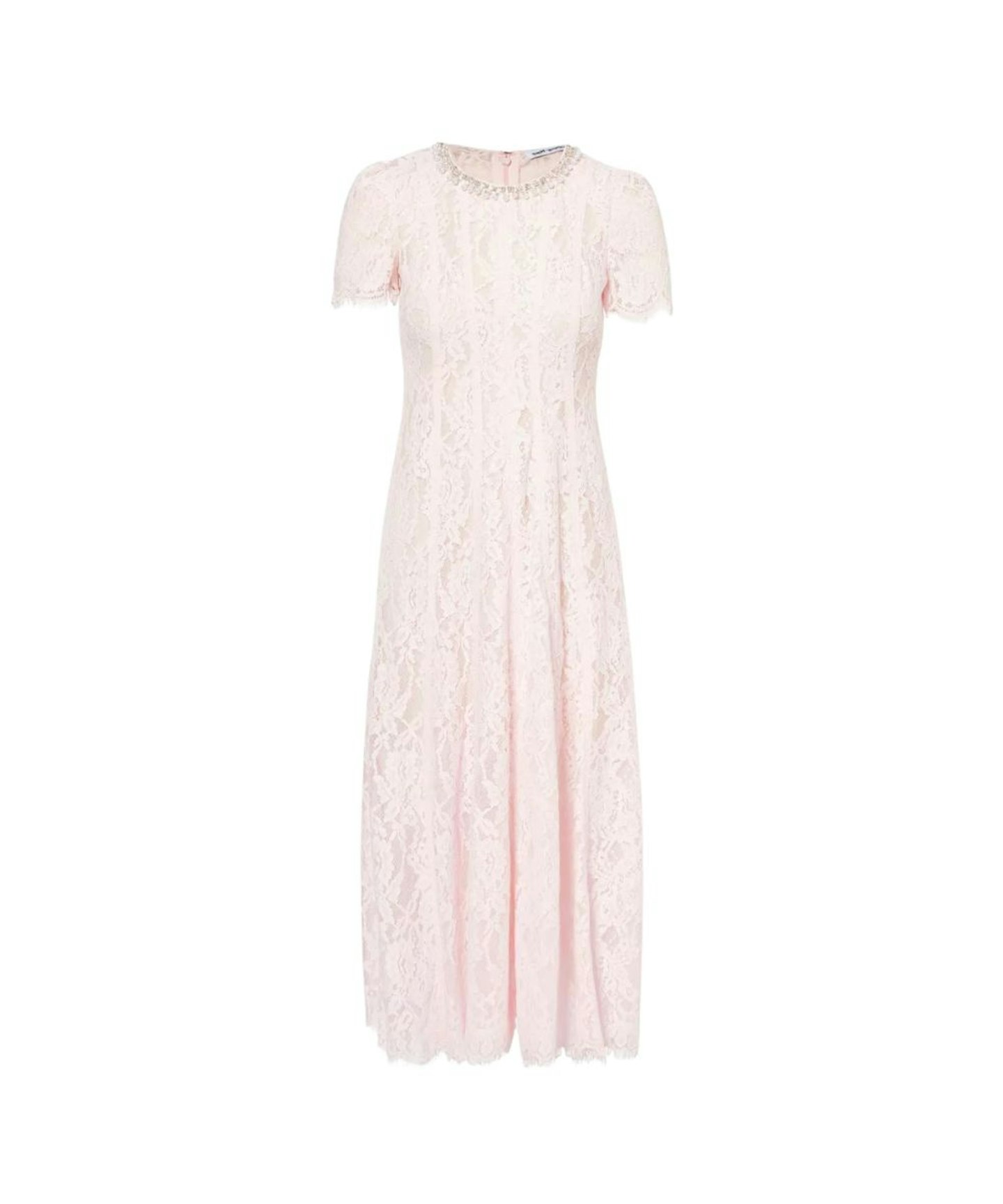Self-Portrait, Embellished-Neckline Lace Midi Dress