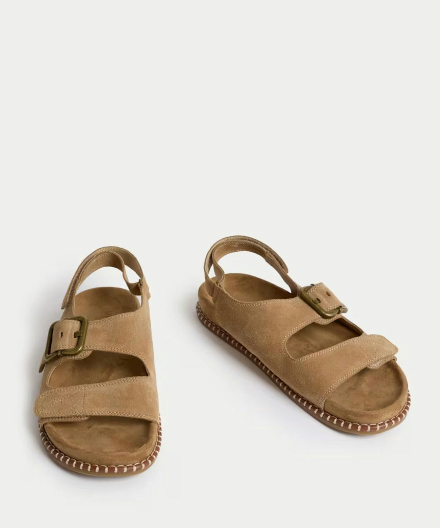 Suede Buckle Footbed Sandals