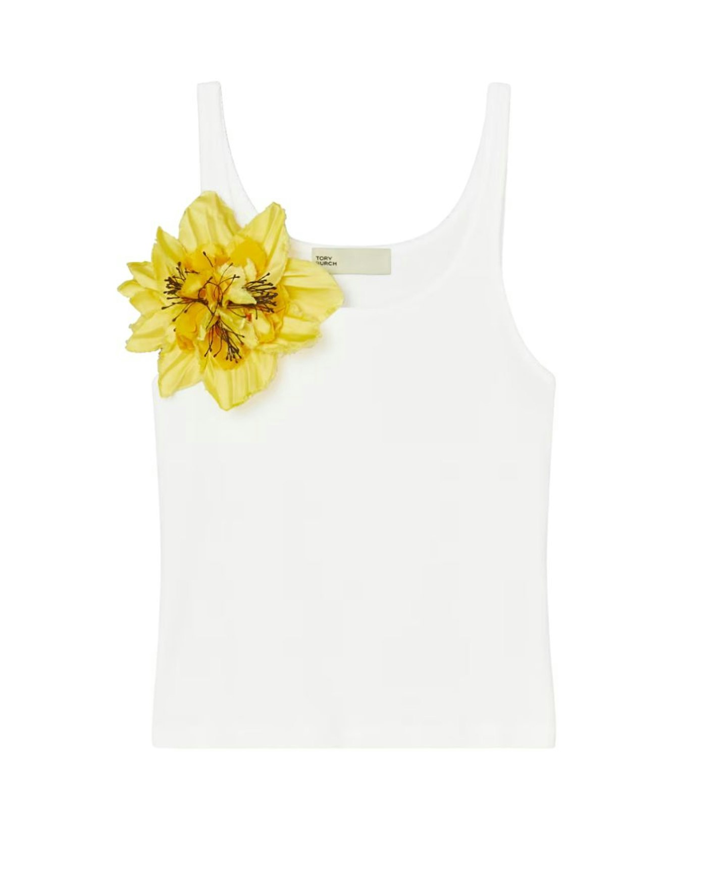 Tory Burch, Ribbed White Tank Top in White