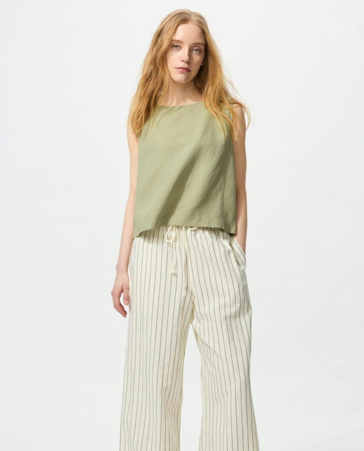 Linen Blend Easy Trouser - Off White