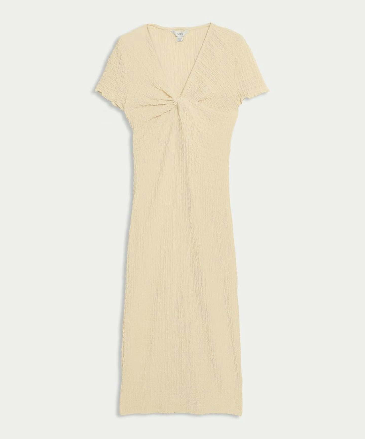 Jersey Textured V-Neck Midi Column Dress