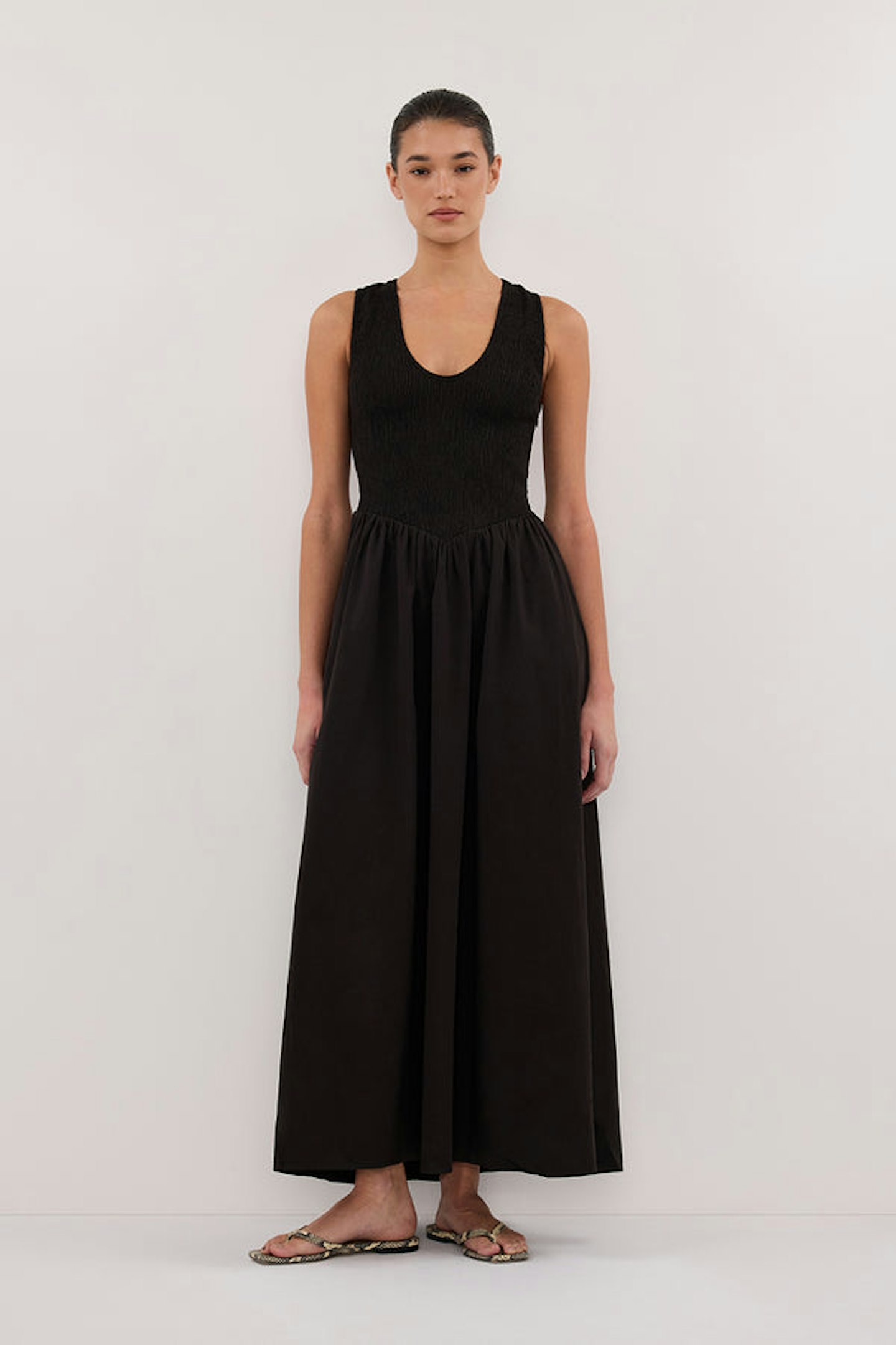 Dissh Florence Shirred Cotton Midi Dress