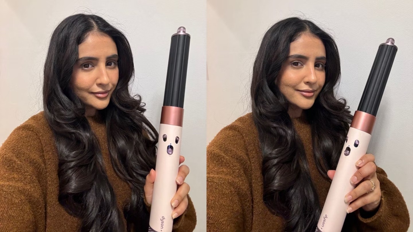 Sameeha Shaikh using the original Dyson Airwrap