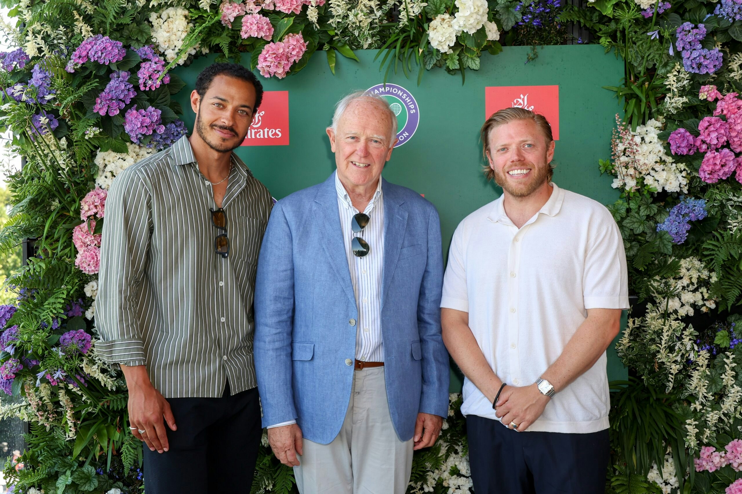 Actor Daryl McCormack, President of Emirates Sir Tim Clark and Comedian Rob Beckett