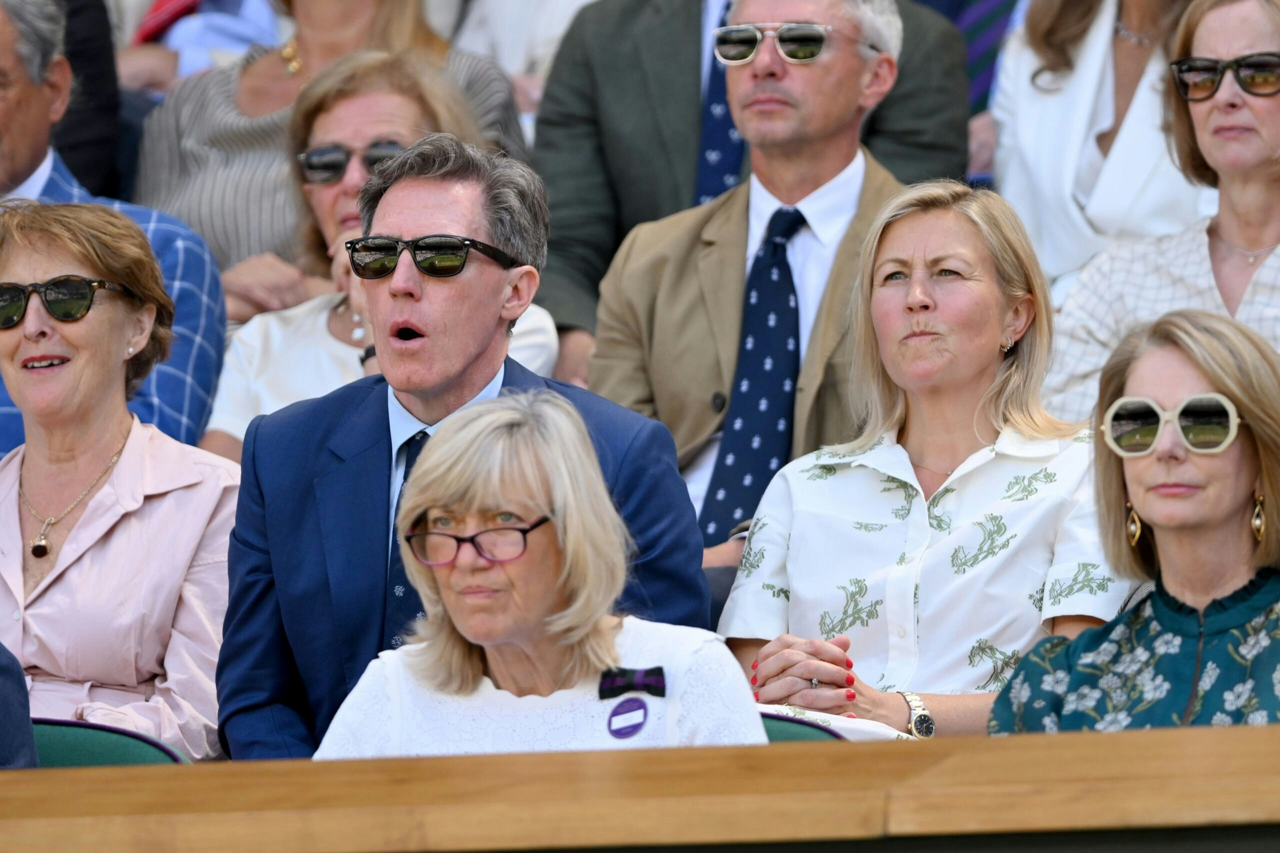 Actress Fiona Shaw with Comedian Rob Brydon and his wife Clare Holland