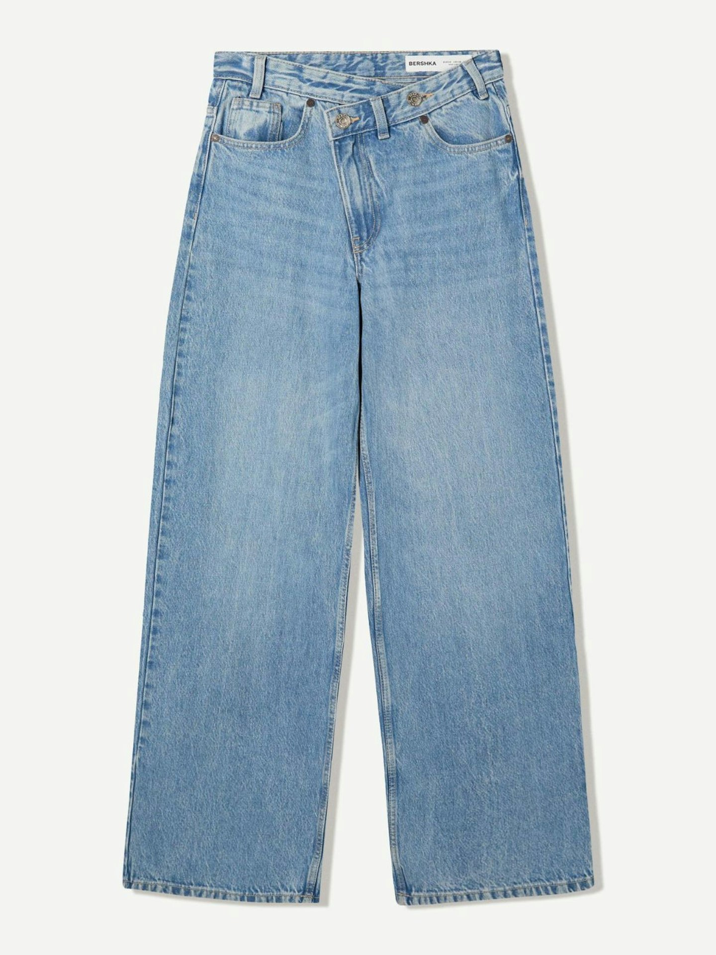 Bershka, Wide-Leg Jeans With Crossover Waist