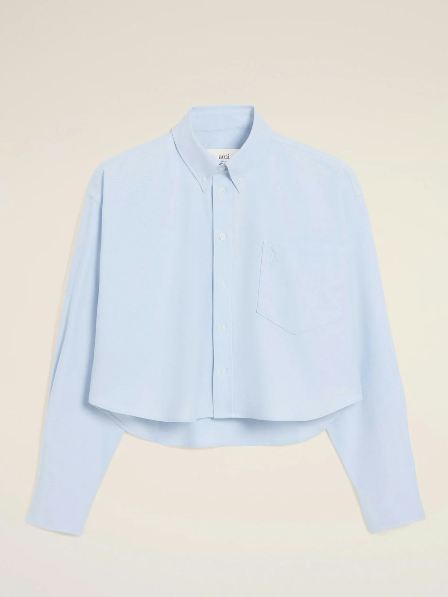 Ami Paris, Blue Cotton Cropped Oversized Shirt