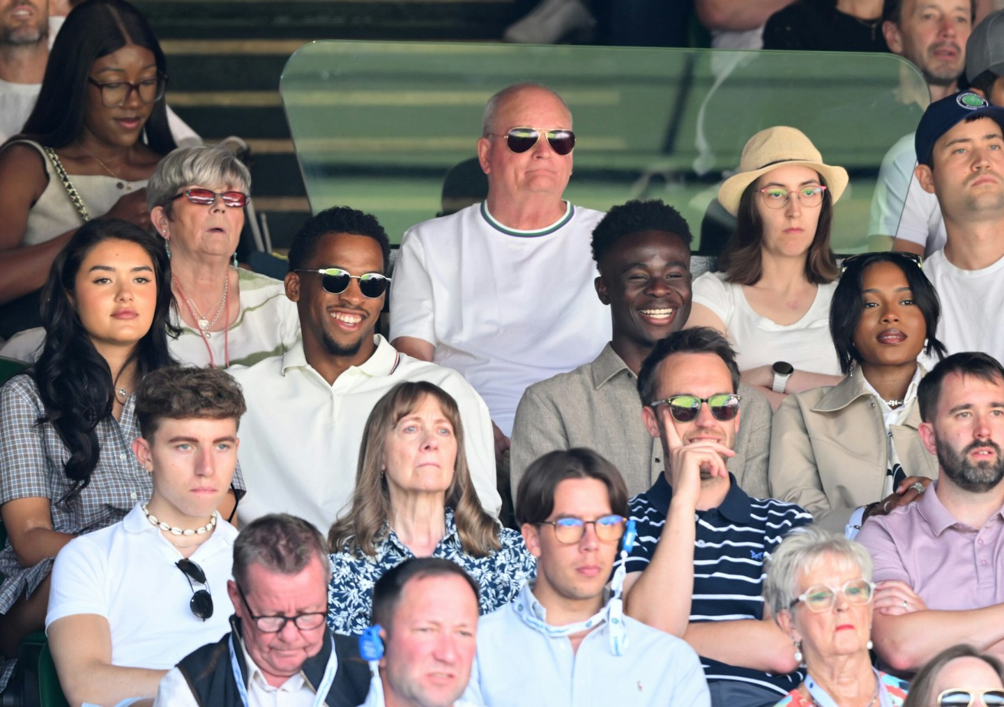Footballers Jurrien Timber and Bukayo Saka with their respective partners Rose de Back and Tolami Benson