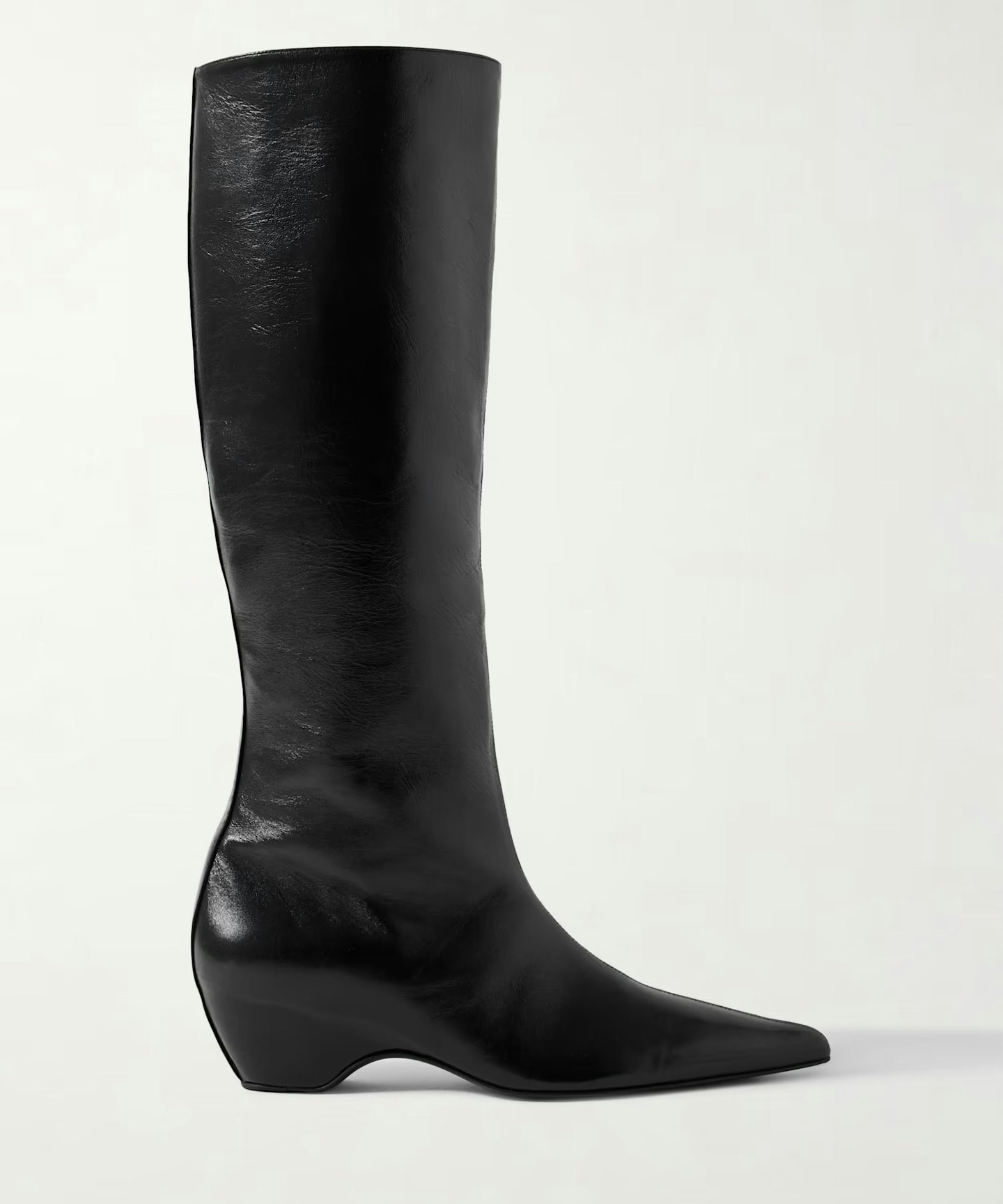 Khaite, Sybil Glossed Leather Knee High Boots