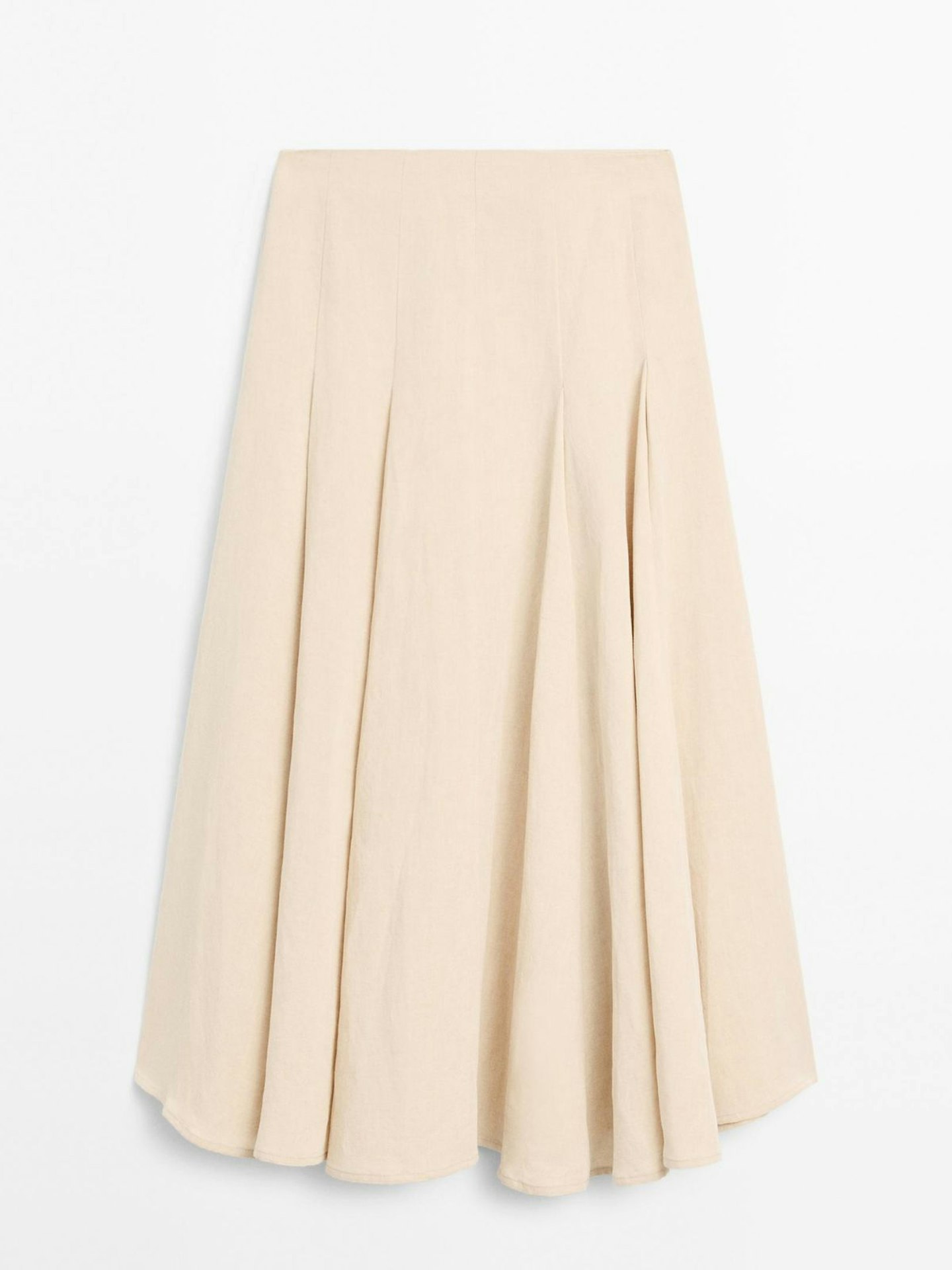 Massimo Dutti, Flounce Linen Blend Midi Skirt