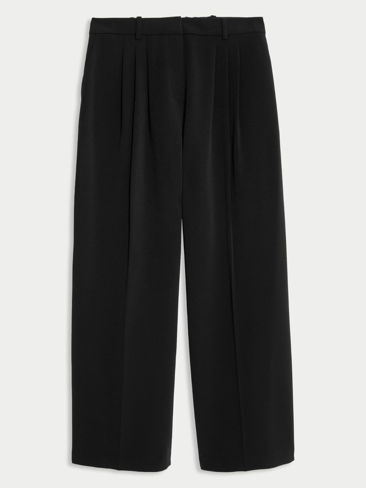 M&S, Tailored Pleat Front Wide Leg Trousers - Black