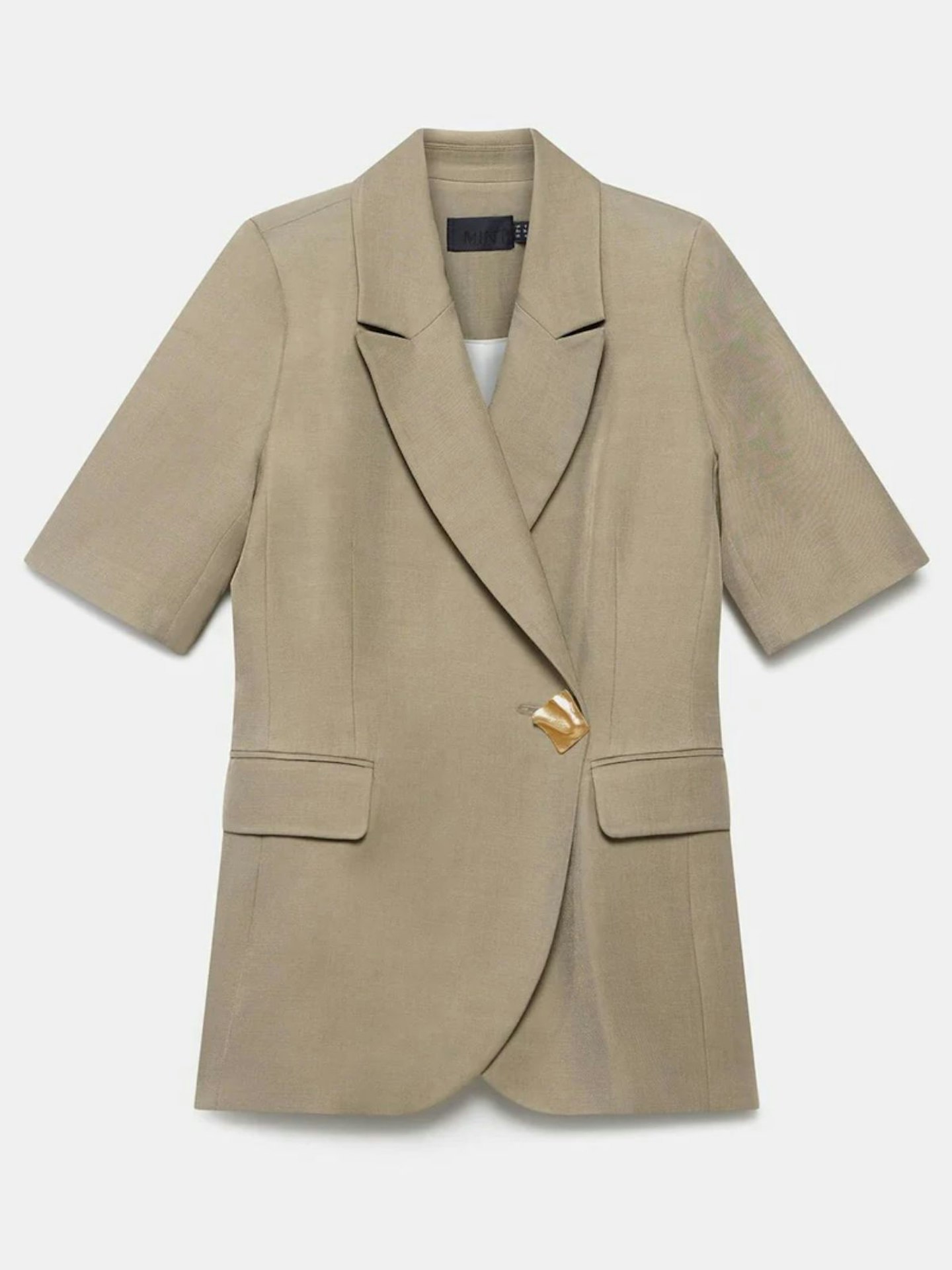 Mint Velvet, Taupe Short Sleeve Longline Blazer