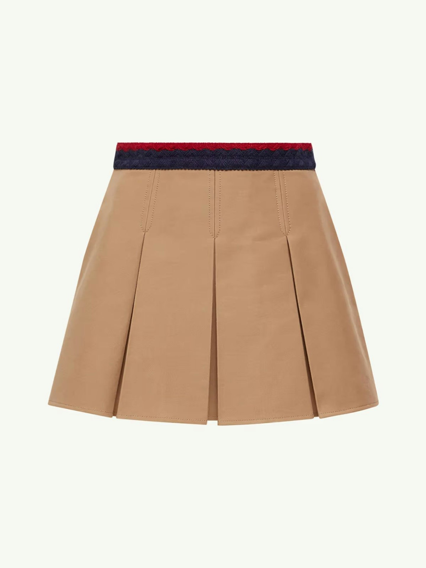 Cotton Gabardine Pleated Mini Skirt