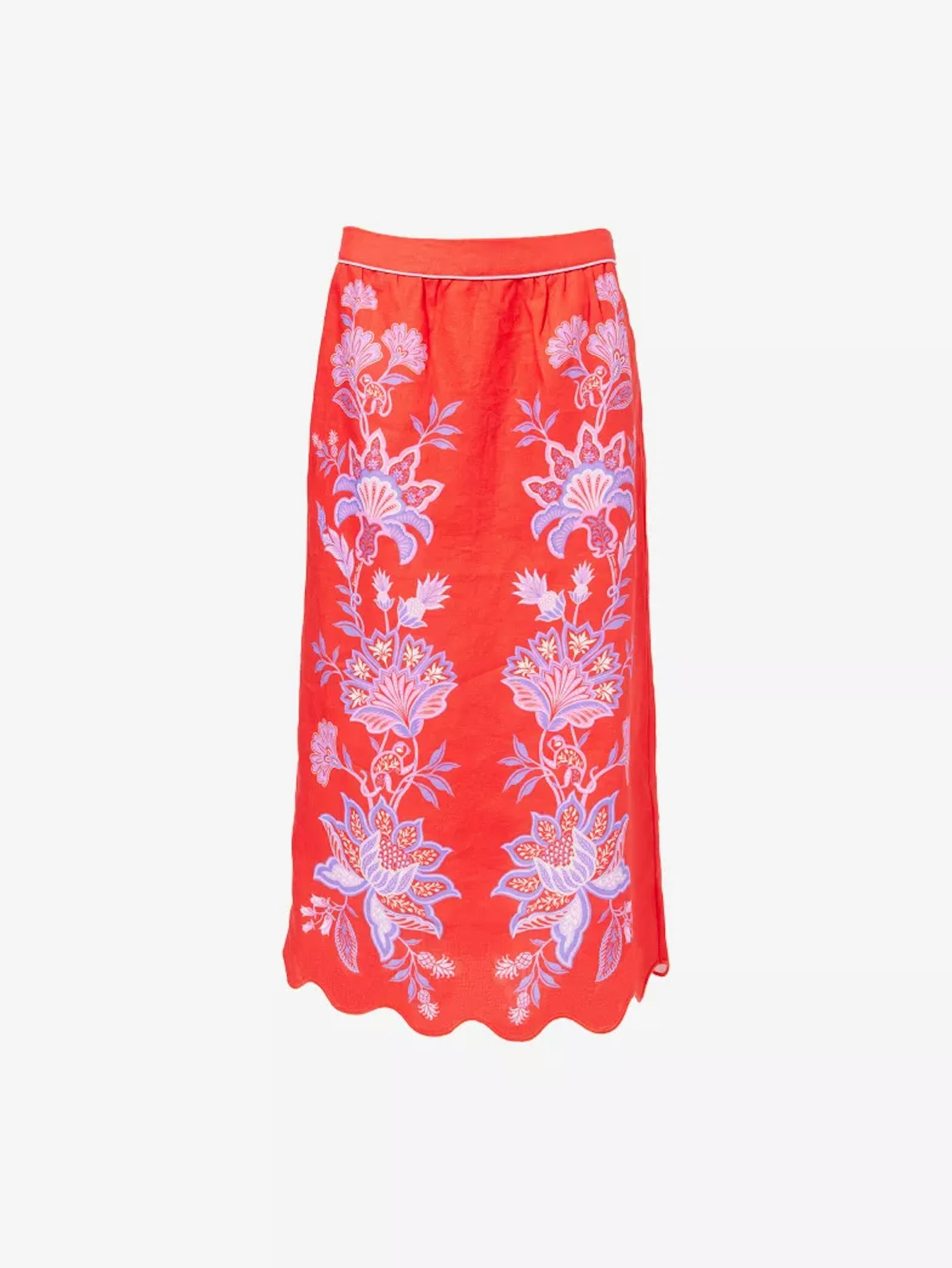 Farm Rio, Porcelain Garden Linen Midi Skirt