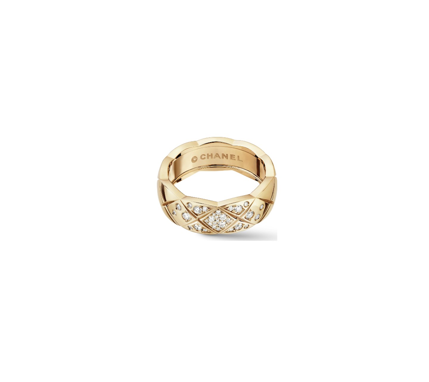Coco Crush Quilted Motif, 18K BEIGE GOLD, Diamonds 