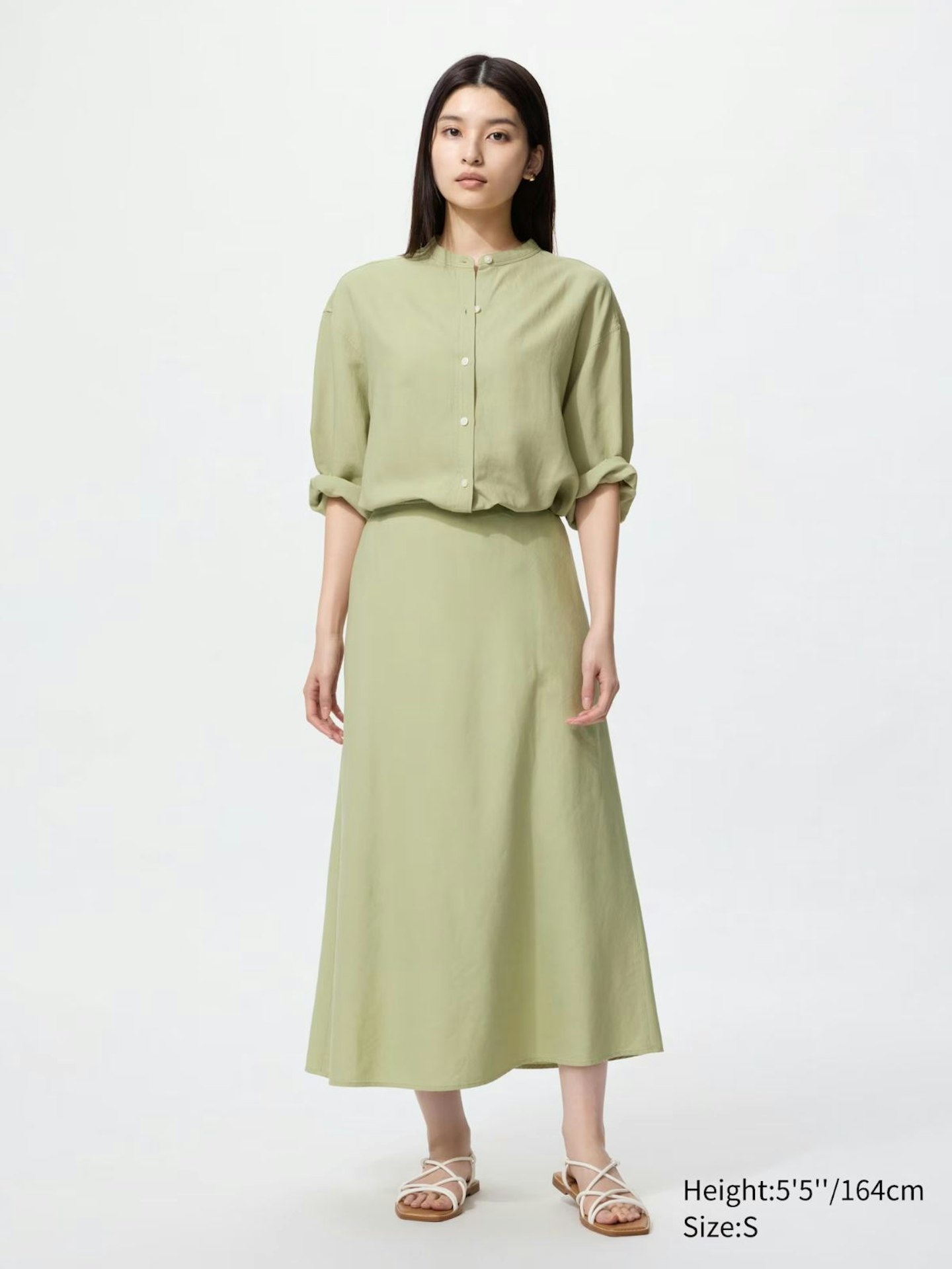 Linen Blend Skirt - Green