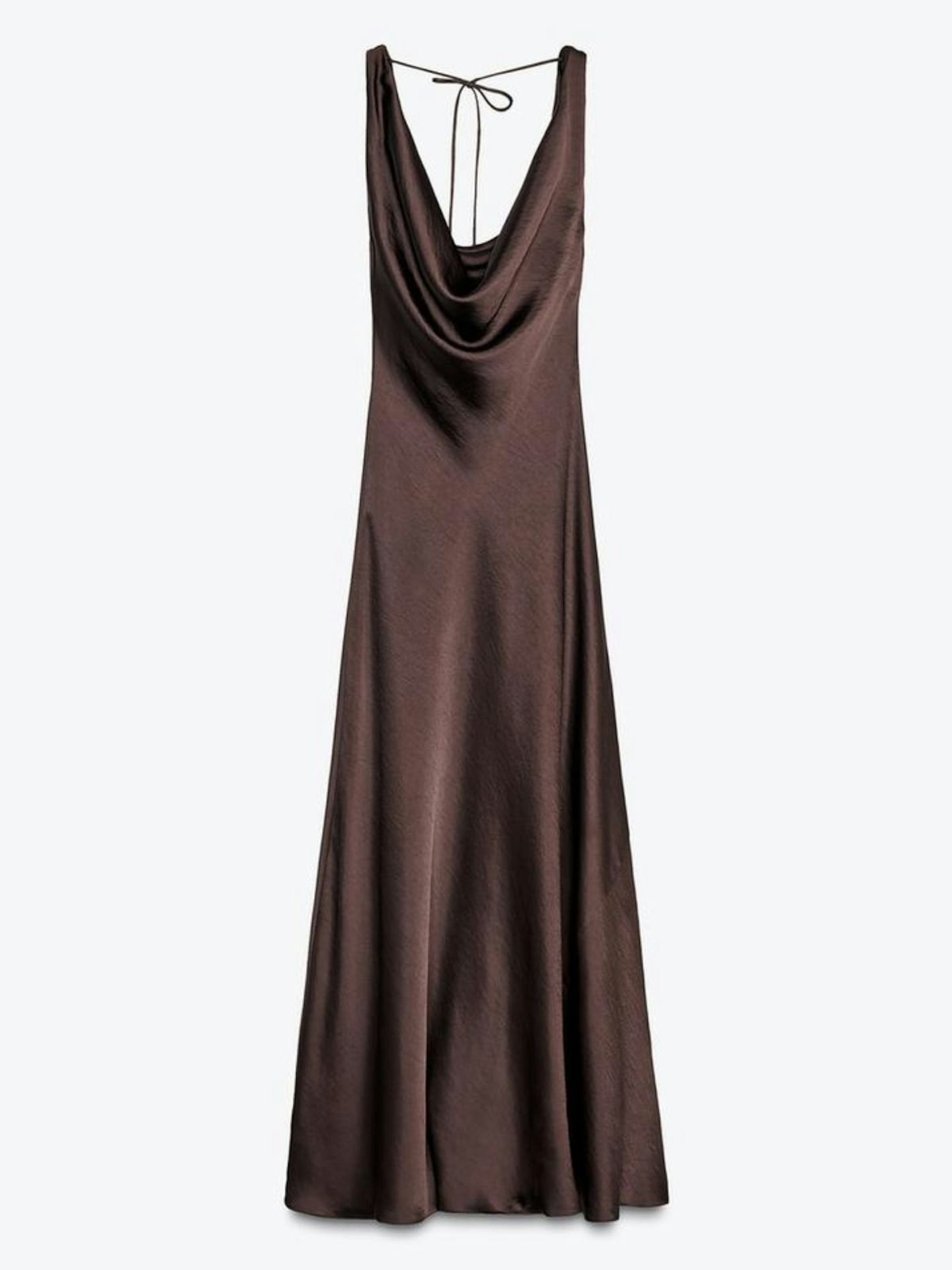 ZW Collection Long Satin Dress - Brown