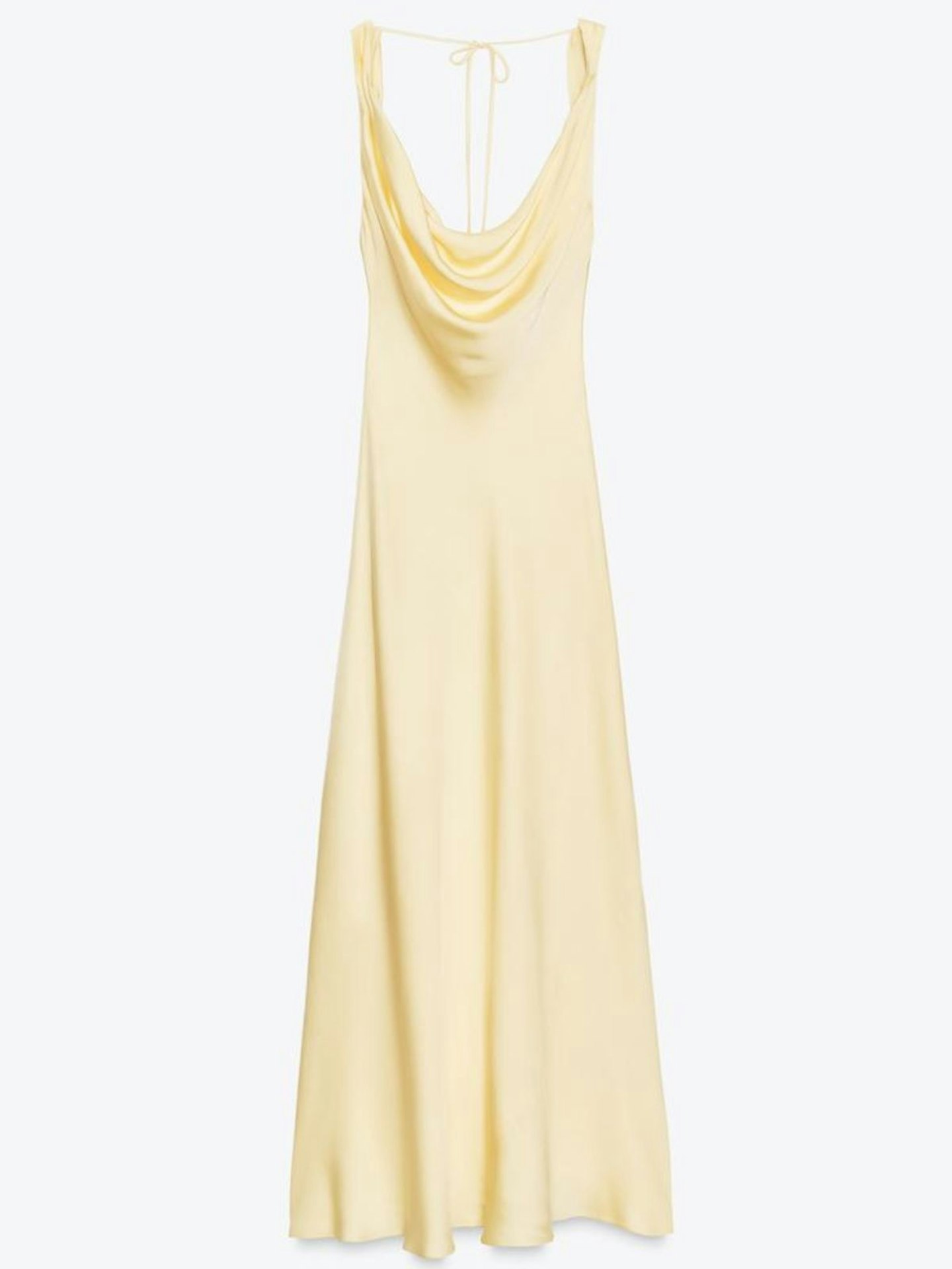 Zara, ZW Collection Long Satin Dress - Yellow