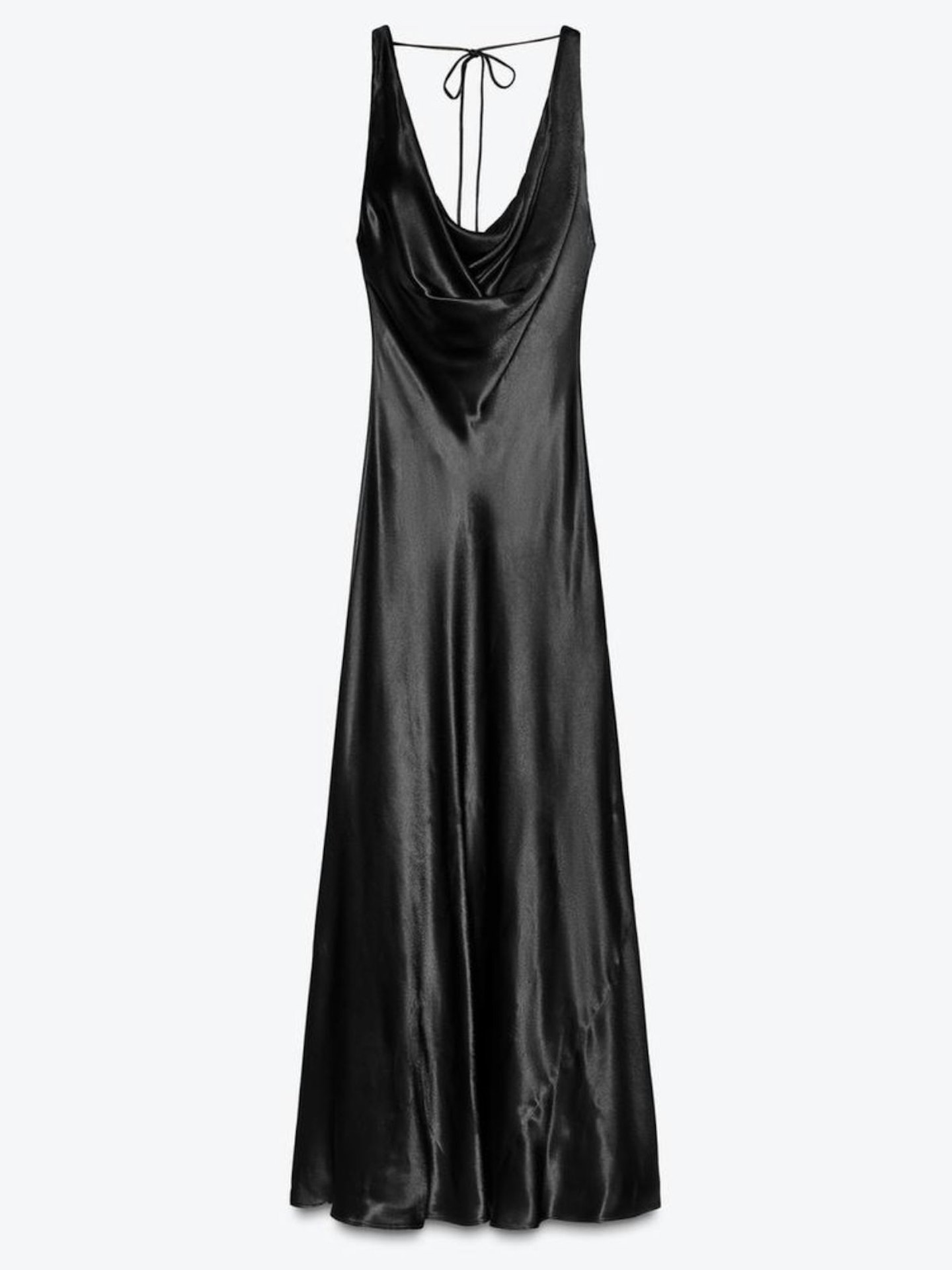 Zara, ZW Collection Long Satin Dress - Black