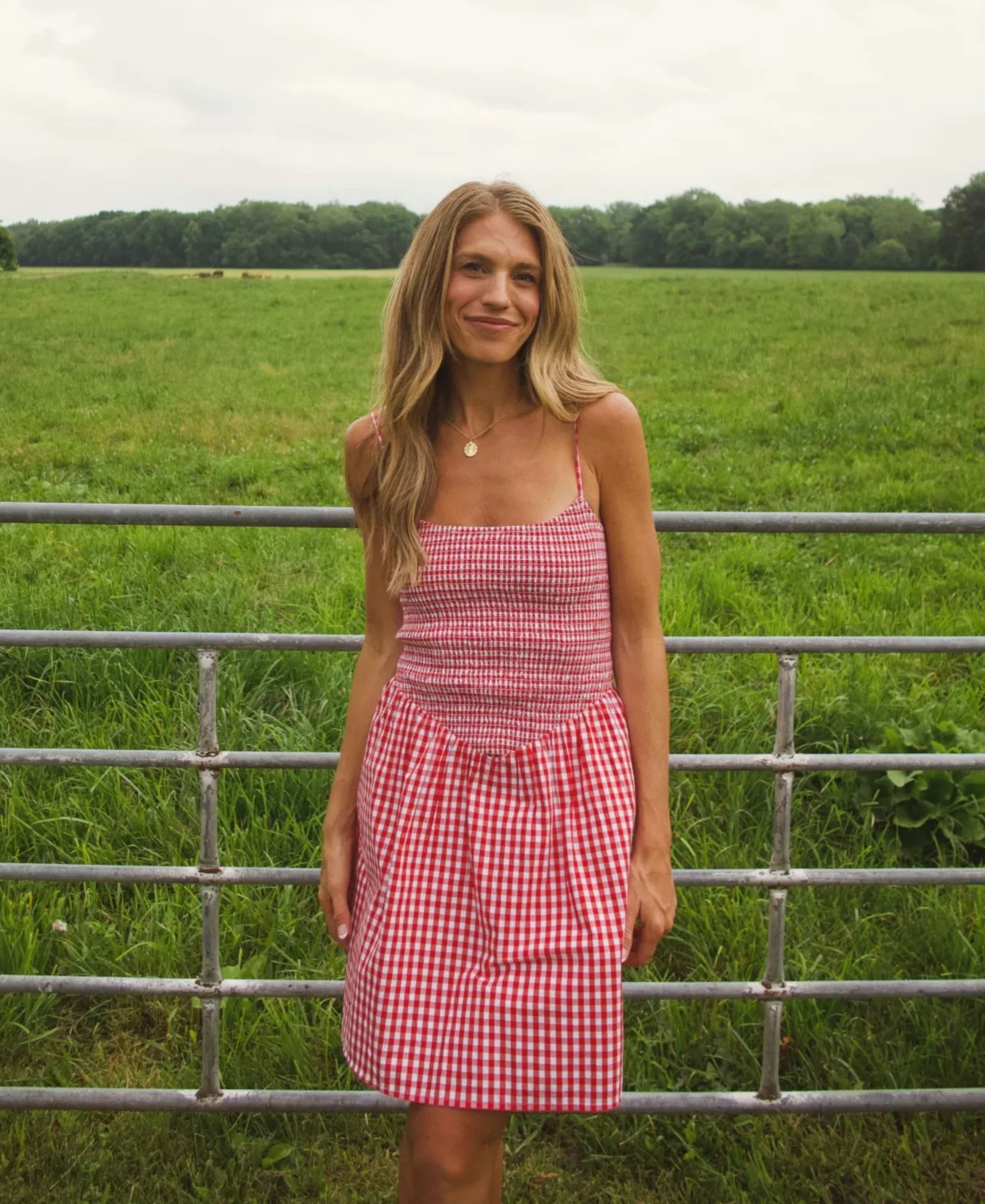 abercrombie dip dress gingham red