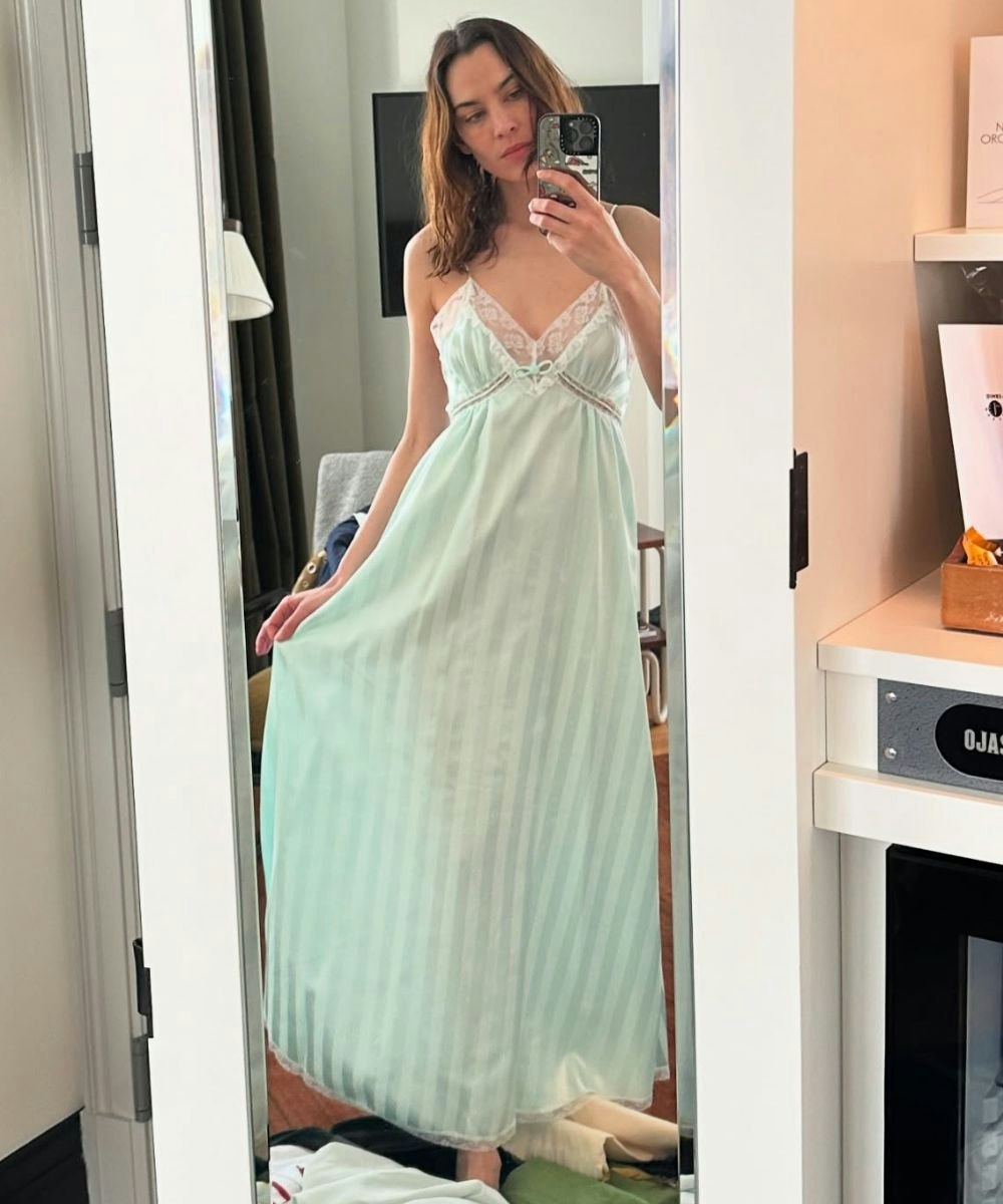 alexa chung in a nightgown dress