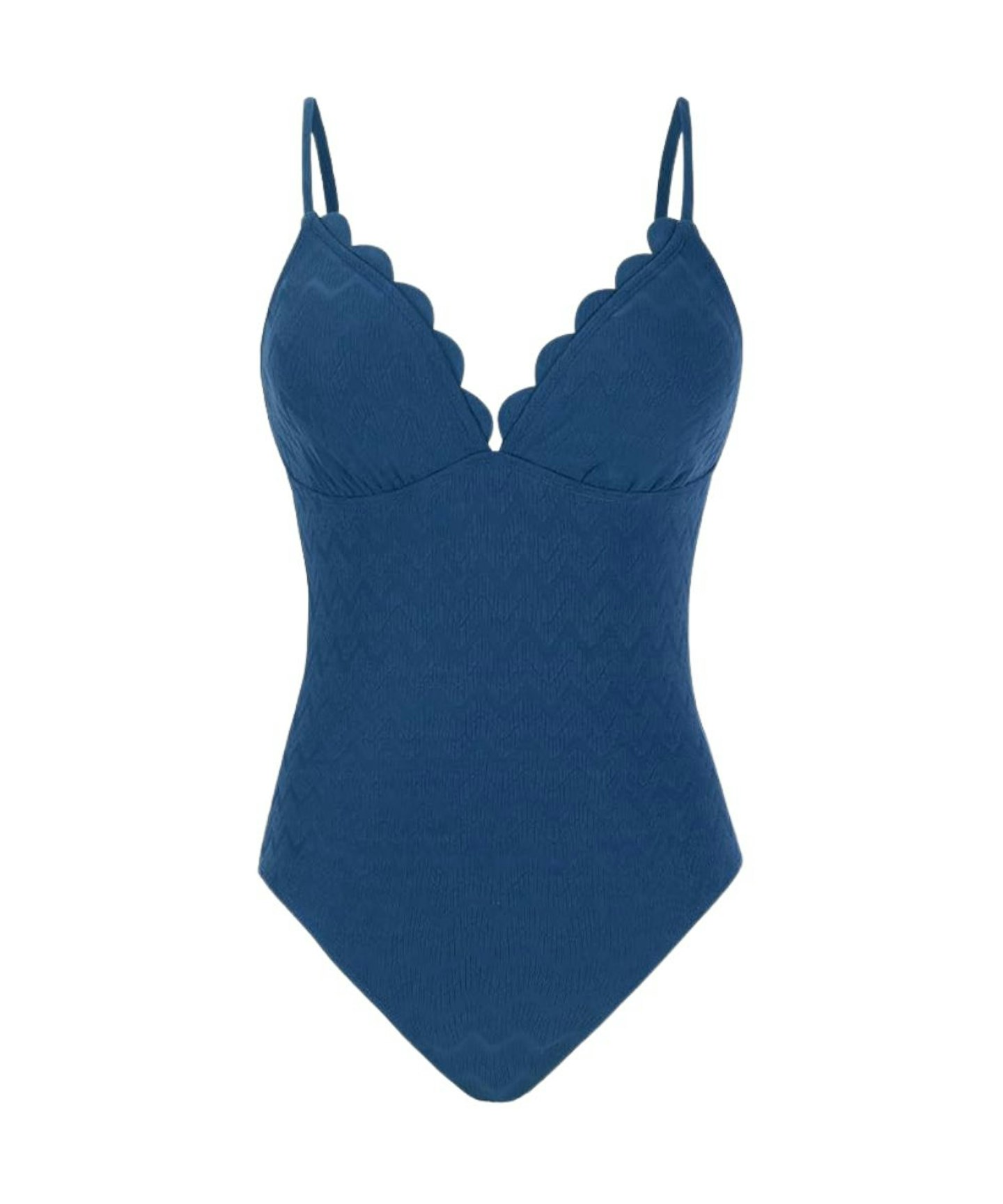 Cupshe, Scalloped V-Neck Tummy Control Swimsuit