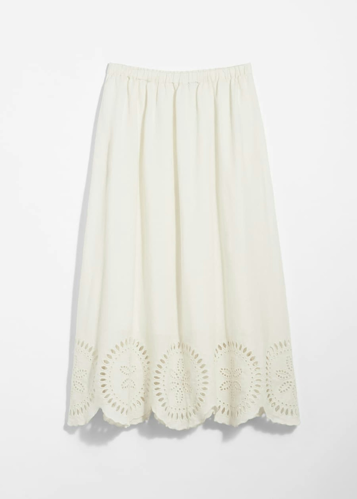 & Other Stories, Embroidered Linen Midi Skirt