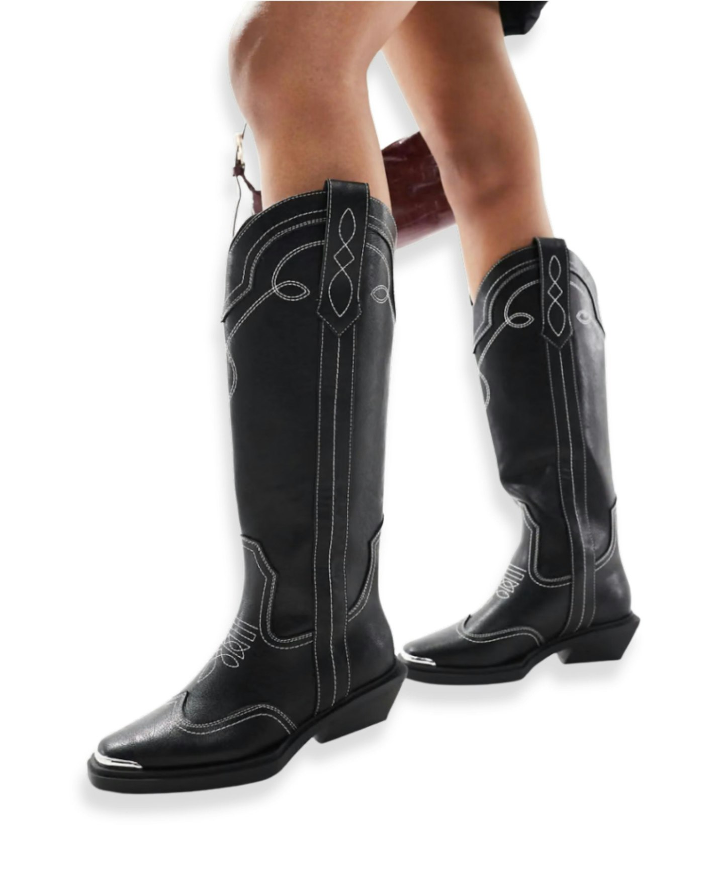 Asos, Wide Fit Celeste Flat Western Knee High Boots