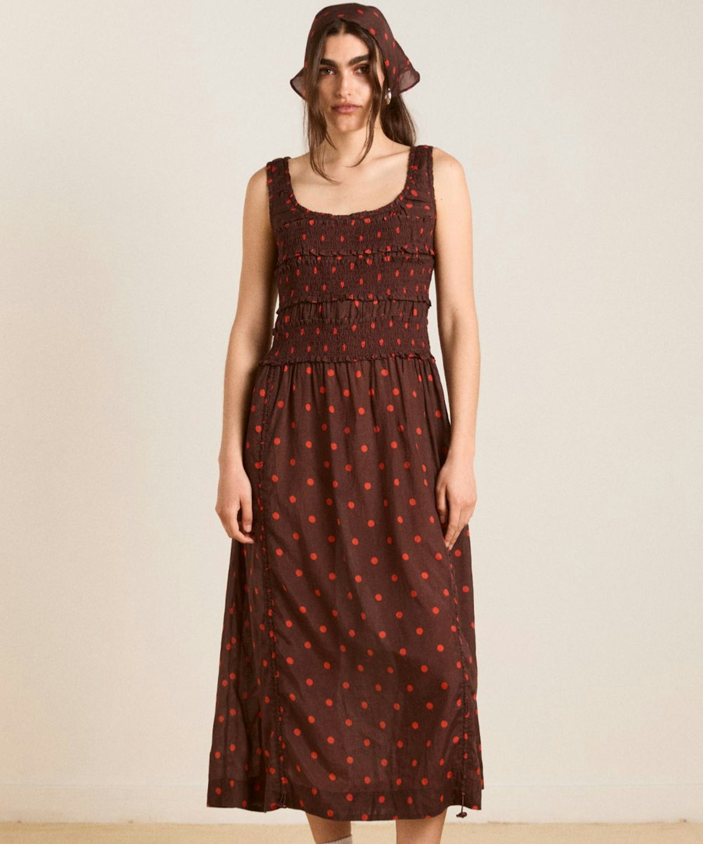 damson madder Cynthia Sheer Midi Dress