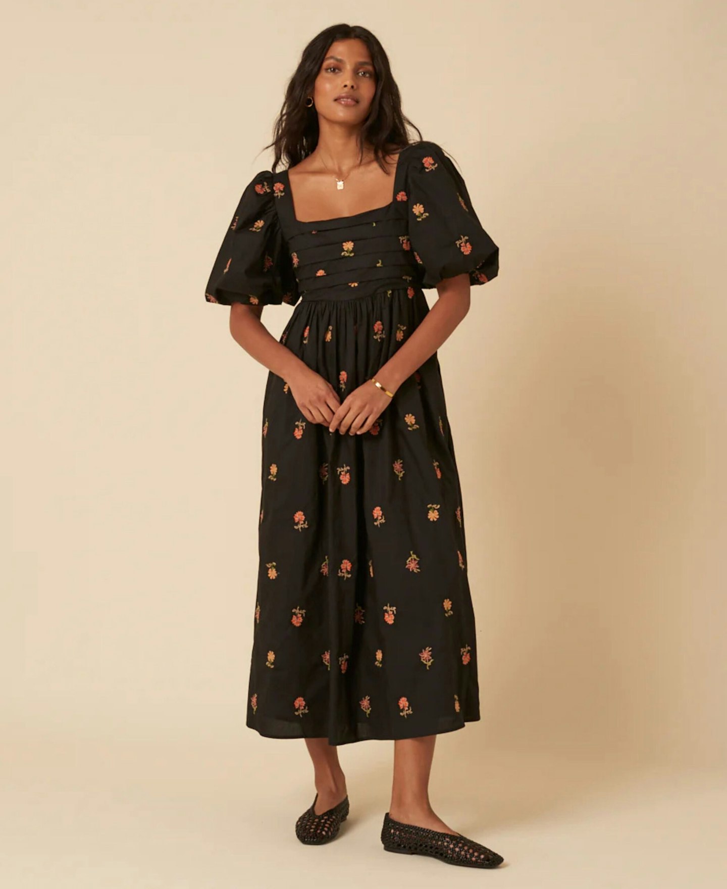 Nova Midi Dress - Black Floral