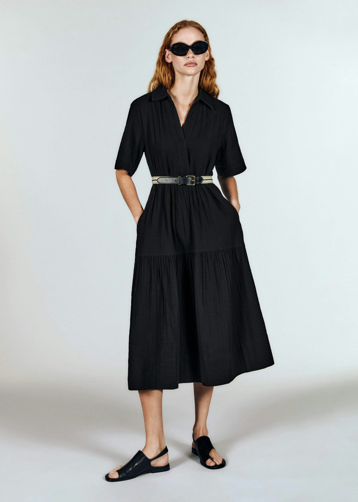 ME+EM, Cheesecloth Relaxed Midi Day Dress