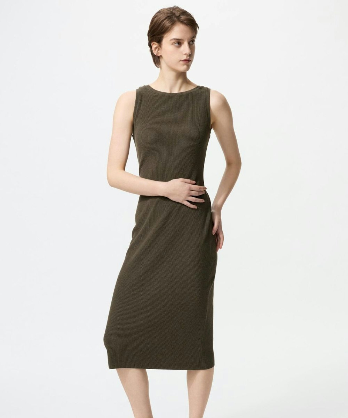 Uniqlo, Washable Knit Sleeveless - Olive