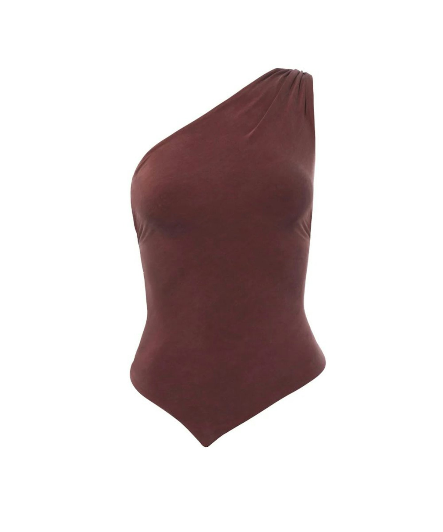 The Amelia One Shoulder Top in Hot Chocolate
