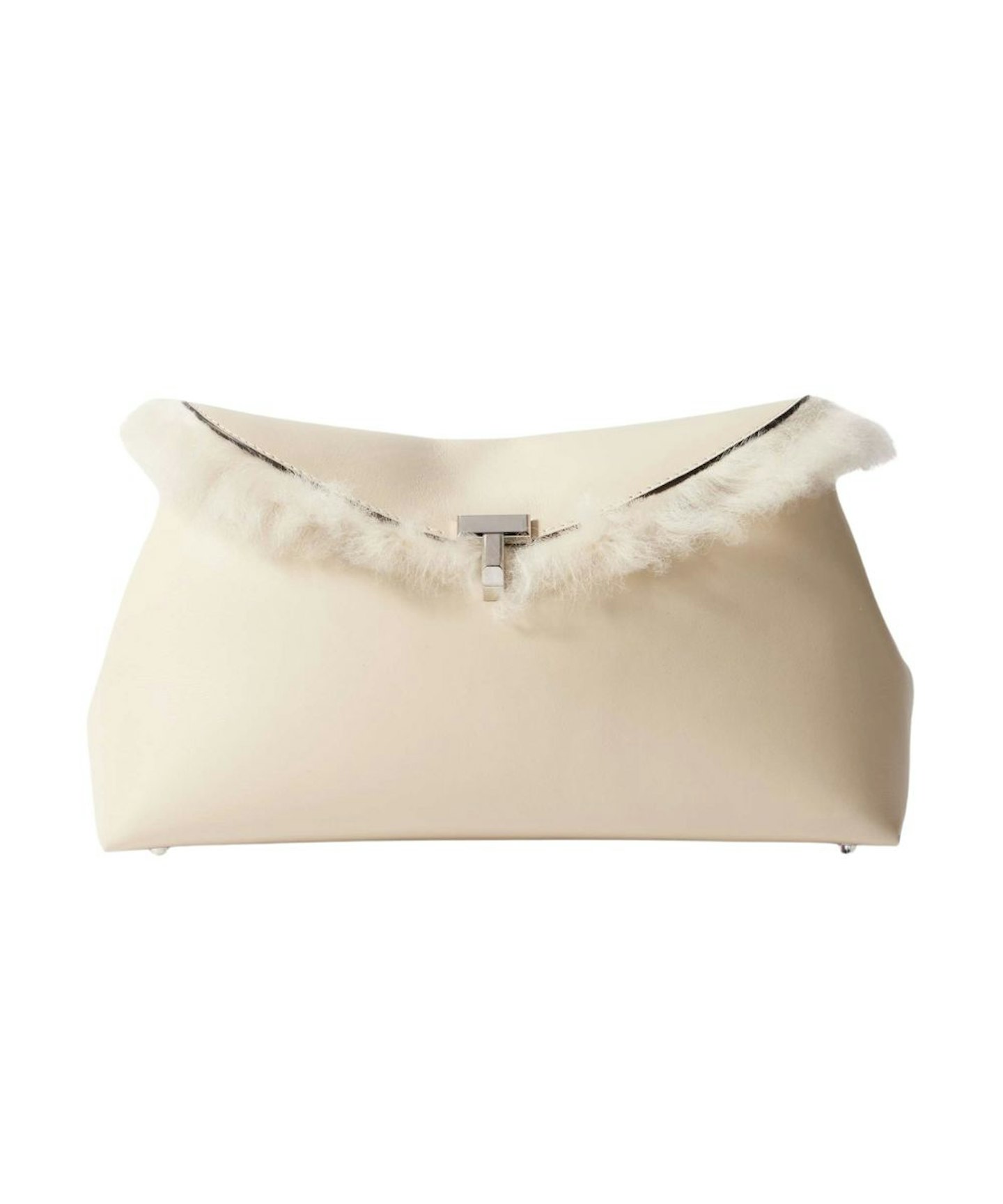 T-Lock Shearling Clutch