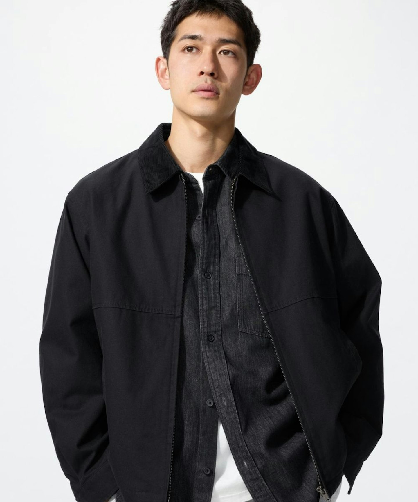 uniqlo Zip-Up Short Blouson in Black