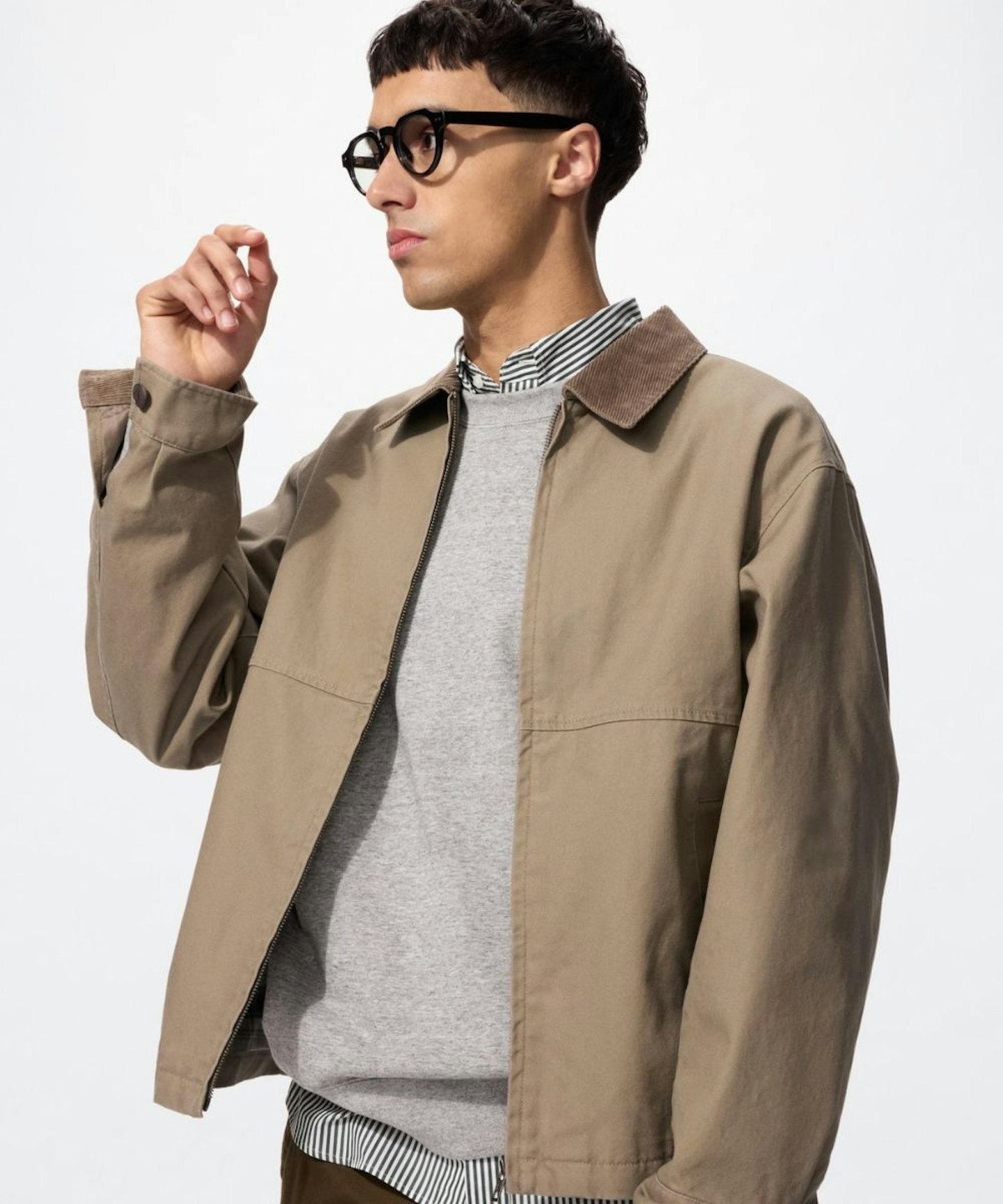 uniqlo Zip-Up Short Blouson in Brown