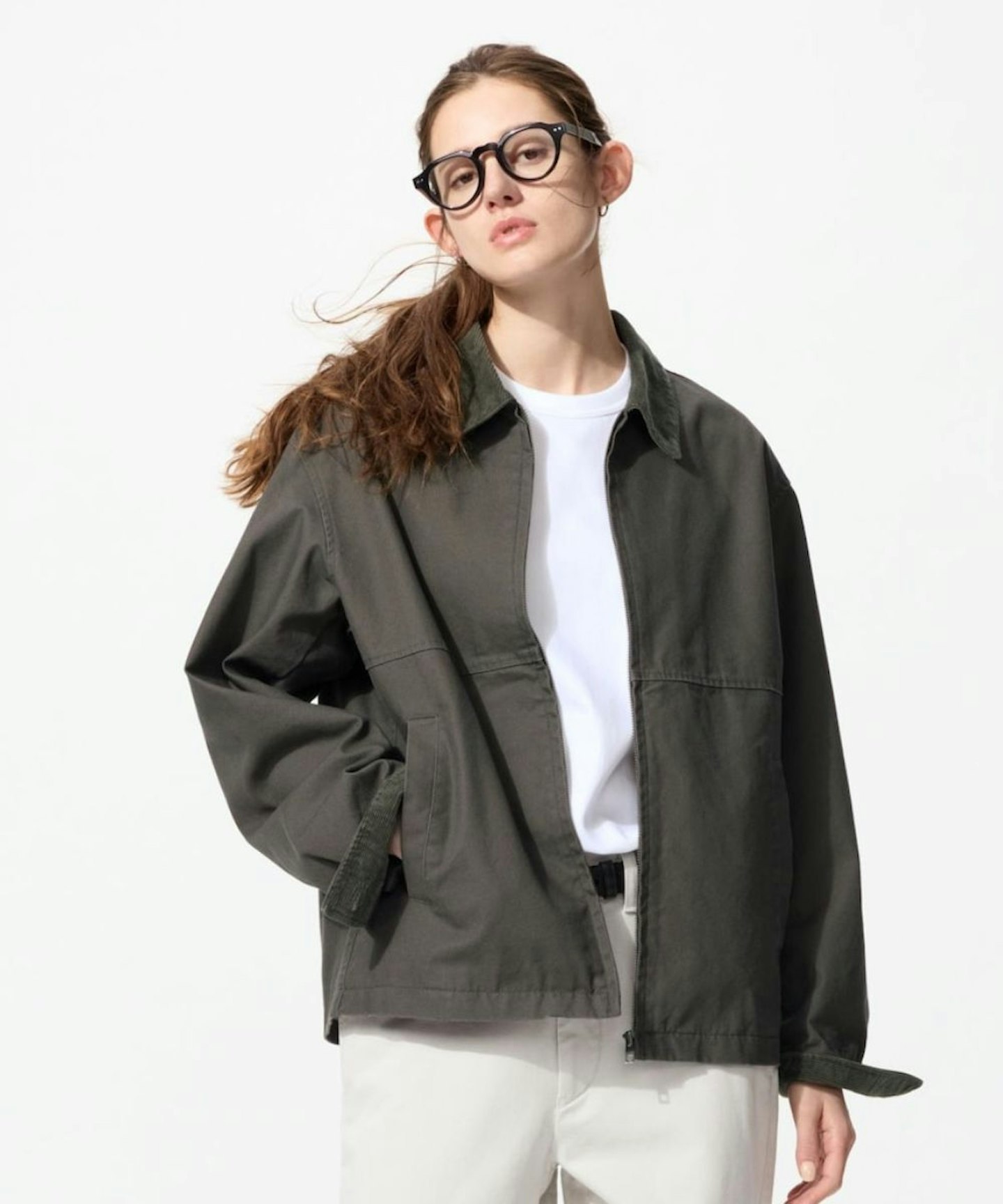uniqlo Zip-Up Short Blouson in Olive