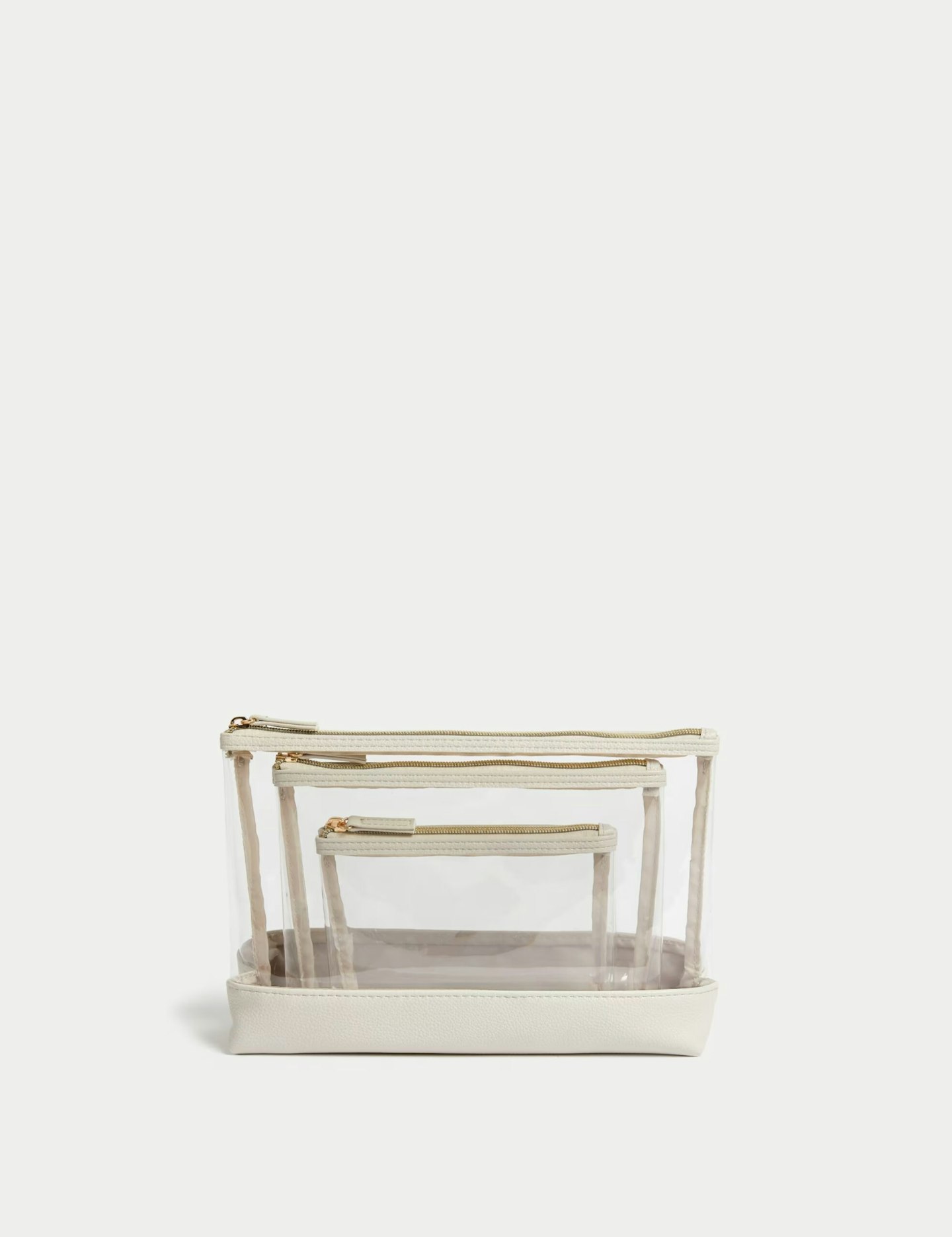 M&S Collection 3 Piece Clear Makeup Bag Set