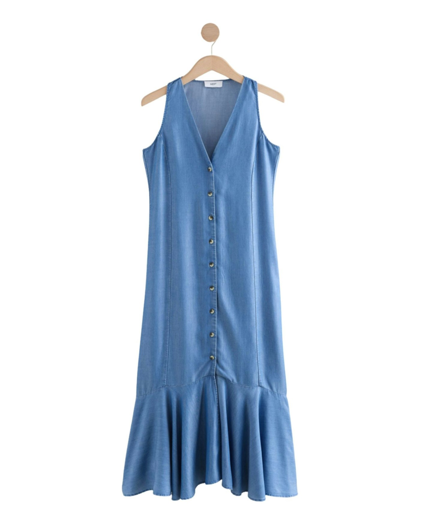 Blue Button Down Midi Dress
